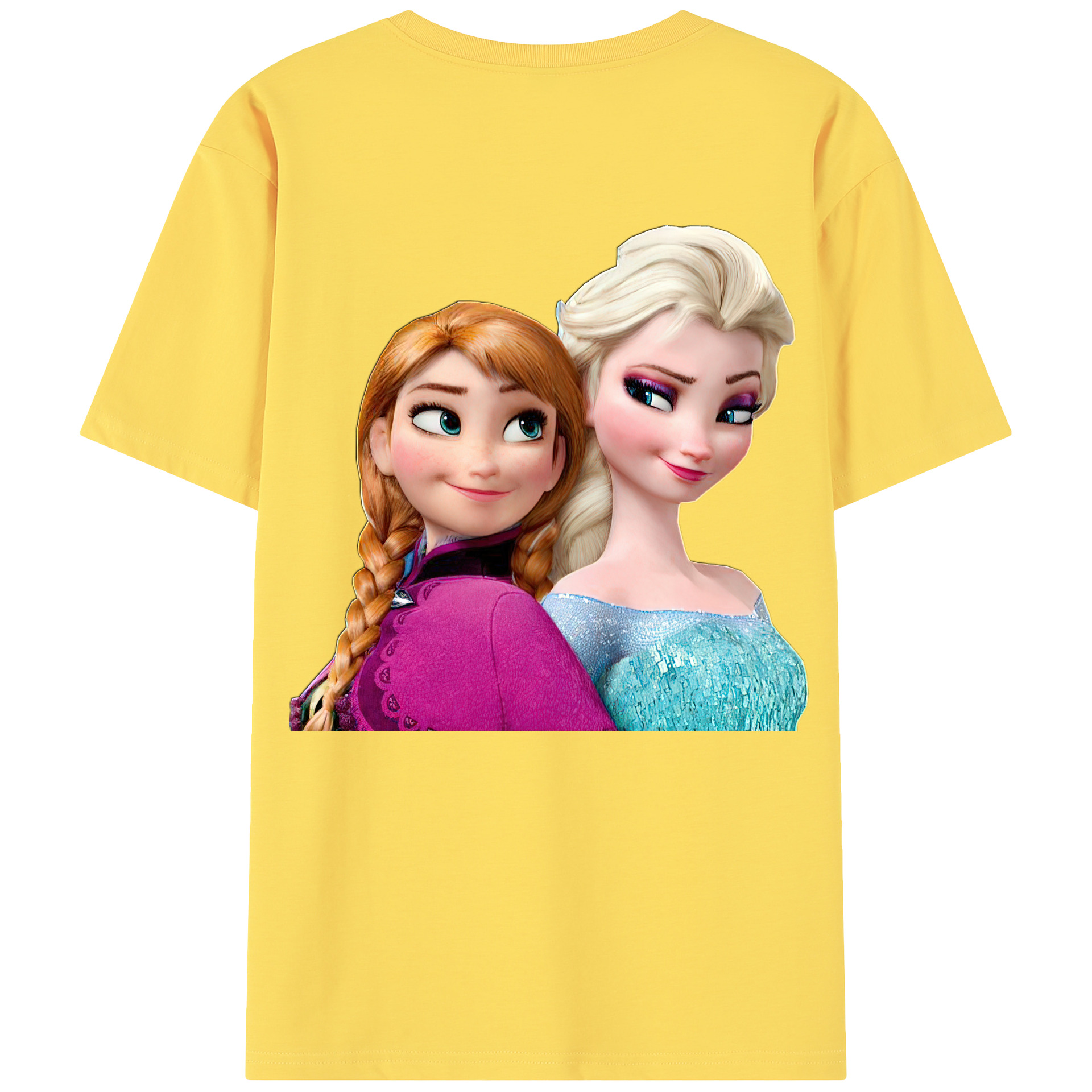（画像用） アナと雪の女王 アンナ エルサ Frozen Anna Elsa 綿100％半袖Tシャツ（背面プリント）