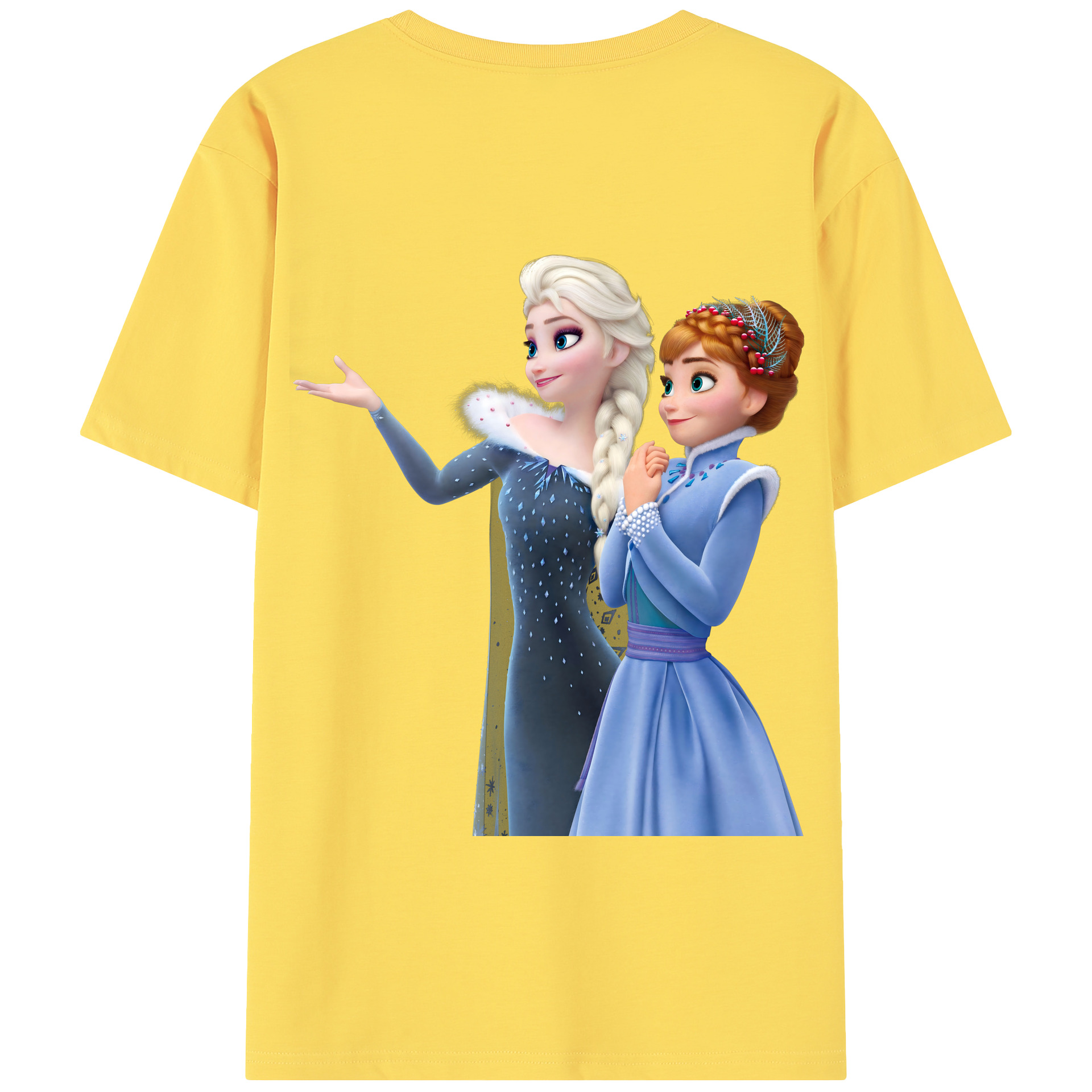 （画像用） アナと雪の女王 アンナ エルサ Frozen Anna Elsa 綿100％半袖Tシャツ（背面プリント）