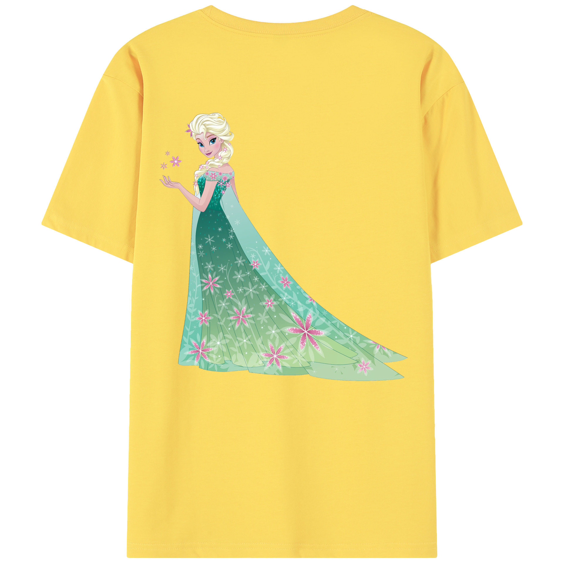 （画像用） アナと雪の女王 アンナ エルサ Frozen Anna Elsa 綿100％半袖Tシャツ（背面プリント）