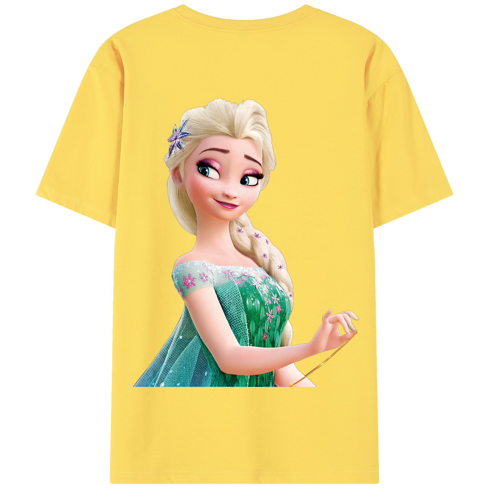 （画像用） アナと雪の女王 アンナ エルサ Frozen Anna Elsa 綿100％半袖Tシャツ（背面プリント）