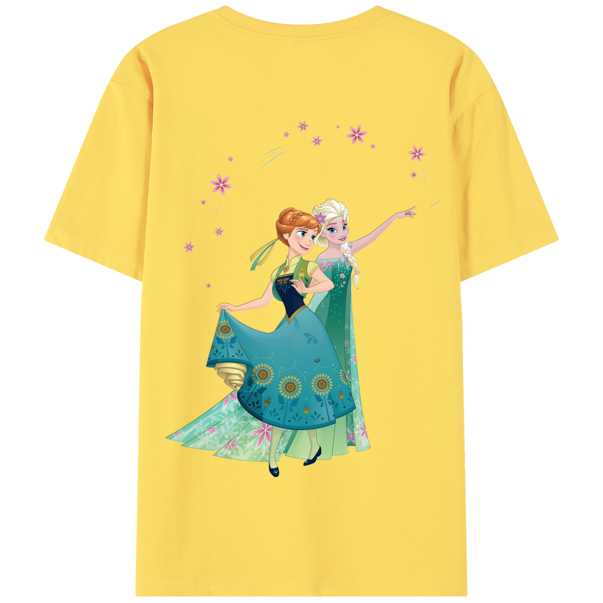 （画像用） アナと雪の女王 アンナ エルサ Frozen Anna Elsa 綿100％半袖Tシャツ（背面プリント）