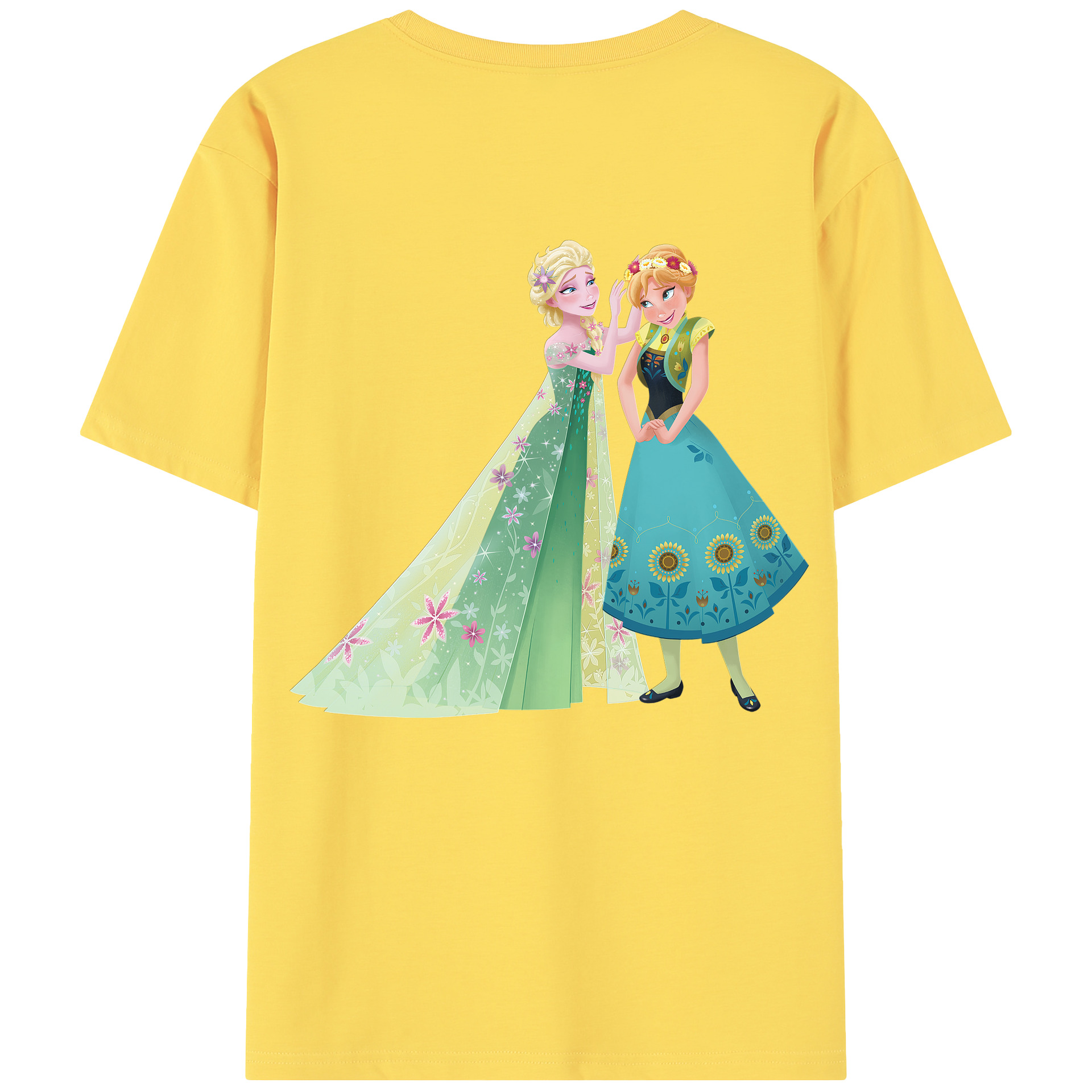 （画像用） アナと雪の女王 アンナ エルサ Frozen Anna Elsa 綿100％半袖Tシャツ（背面プリント）