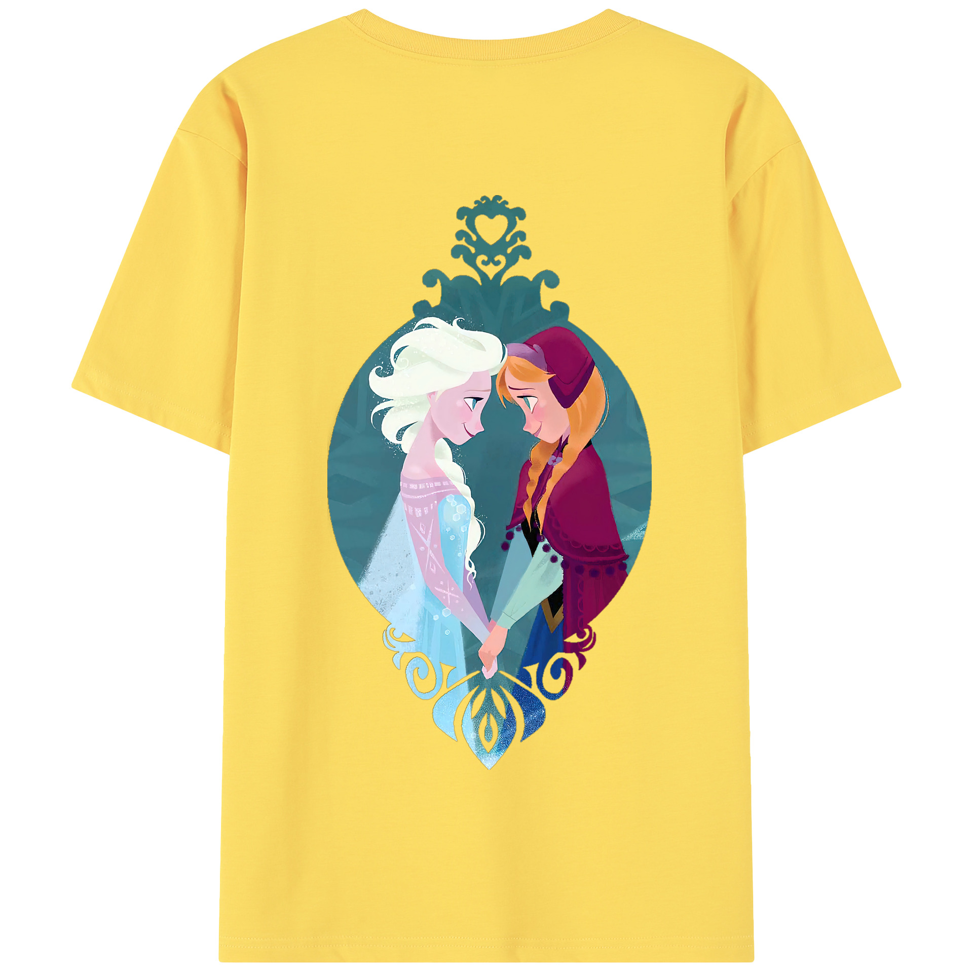 （画像用） アナと雪の女王 アンナ エルサ Frozen Anna Elsa 綿100％半袖Tシャツ（背面プリント）