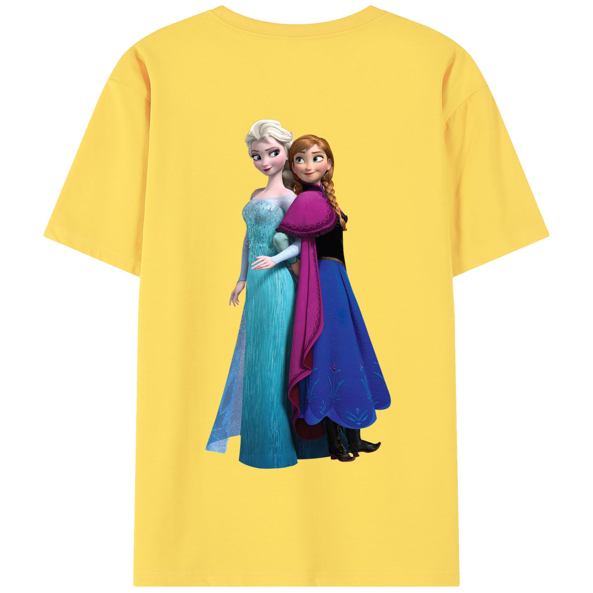 （画像用） アナと雪の女王 アンナ エルサ Frozen Anna Elsa 綿100％半袖Tシャツ（背面プリント）