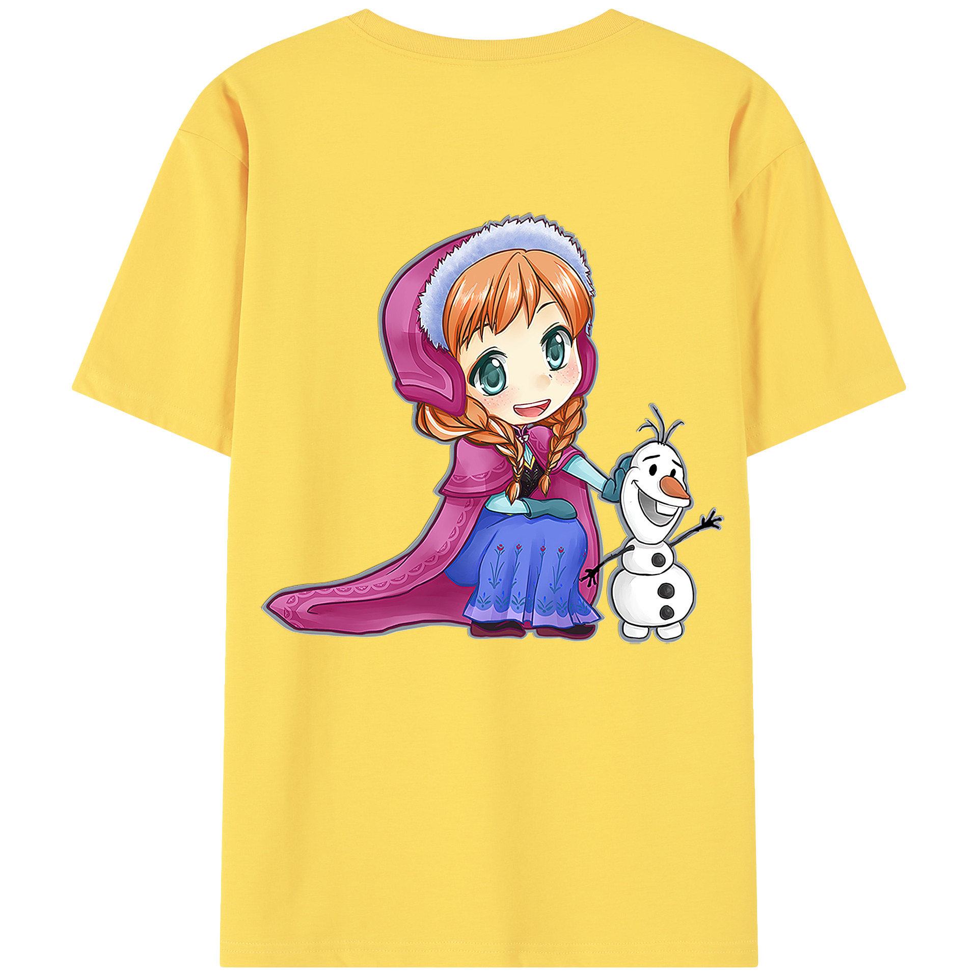 （画像用） アナと雪の女王 アンナ エルサ Frozen Anna Elsa 綿100％半袖Tシャツ（背面プリント）