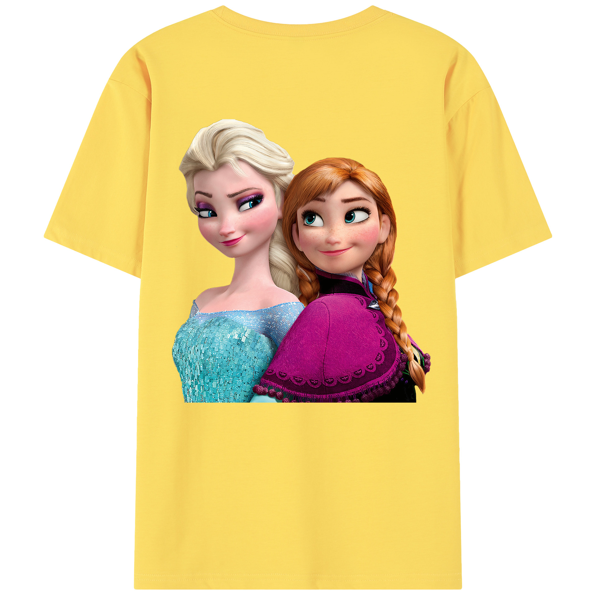 （画像用） アナと雪の女王 アンナ エルサ Frozen Anna Elsa 綿100％半袖Tシャツ（背面プリント）