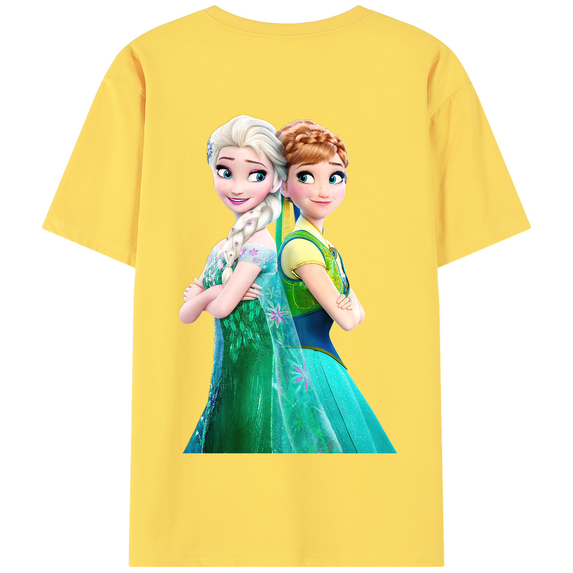 （画像用） アナと雪の女王 アンナ エルサ Frozen Anna Elsa 綿100％半袖Tシャツ（背面プリント）