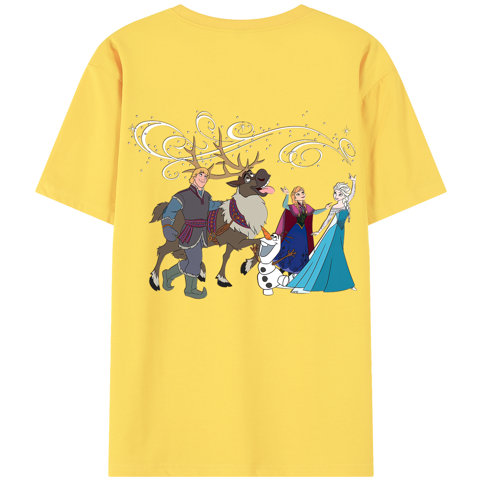 （画像用） アナと雪の女王 アンナ エルサ Frozen Anna Elsa 綿100％半袖Tシャツ（背面プリント）