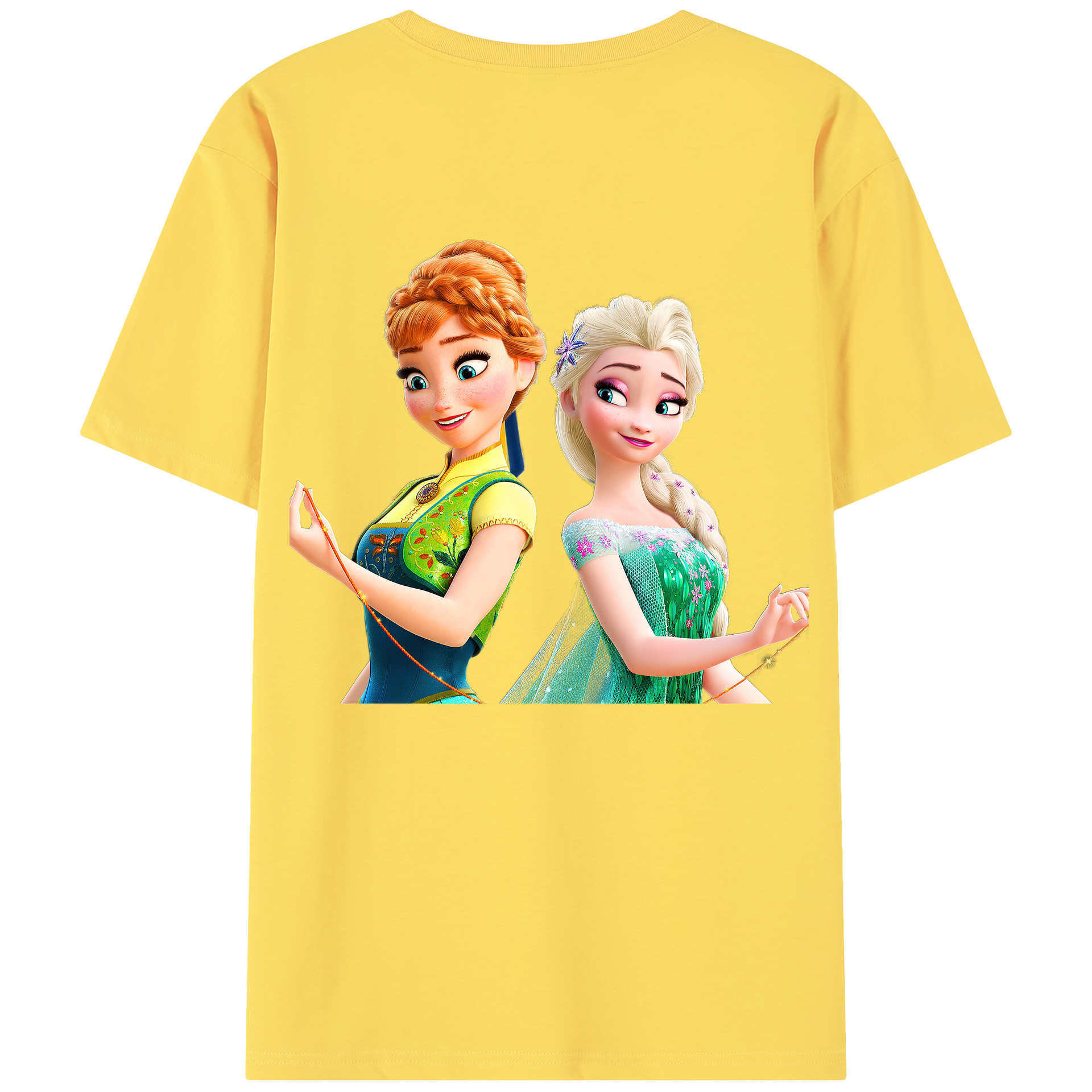 （画像用） アナと雪の女王 アンナ エルサ Frozen Anna Elsa 綿100％半袖Tシャツ（背面プリント）