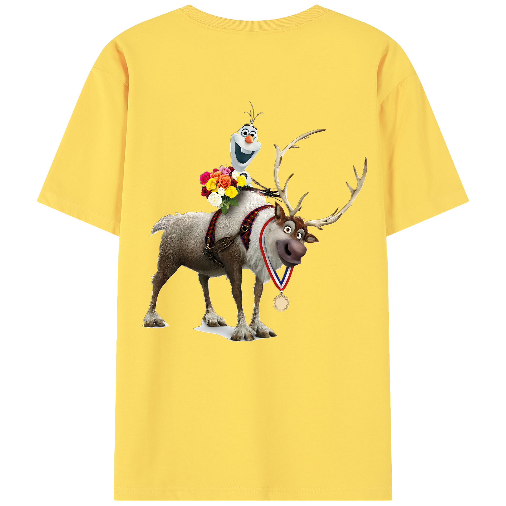 （画像用） アナと雪の女王 アンナ エルサ Frozen Anna Elsa 綿100％半袖Tシャツ（背面プリント）