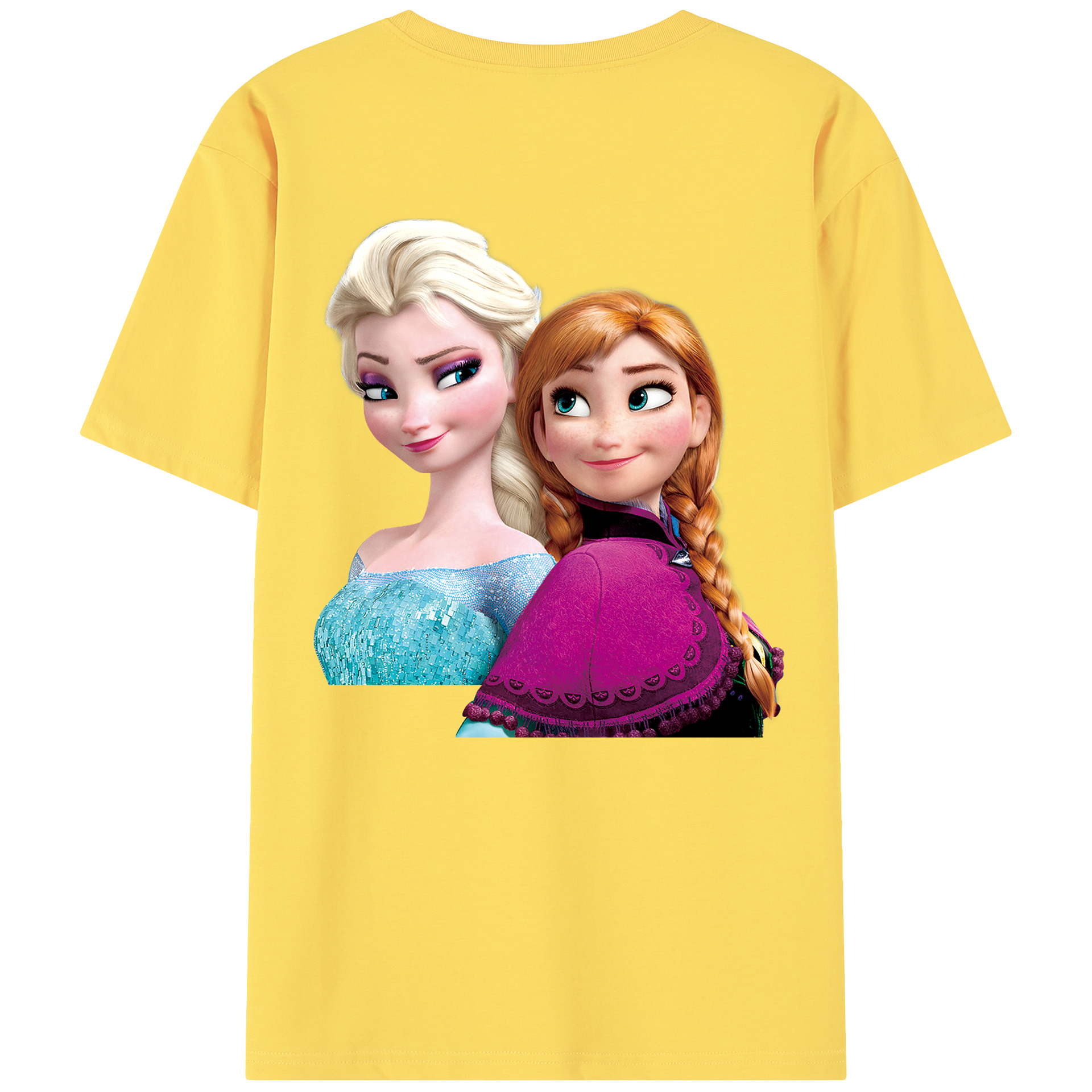 （画像用） アナと雪の女王 アンナ エルサ Frozen Anna Elsa 綿100％半袖Tシャツ（背面プリント）
