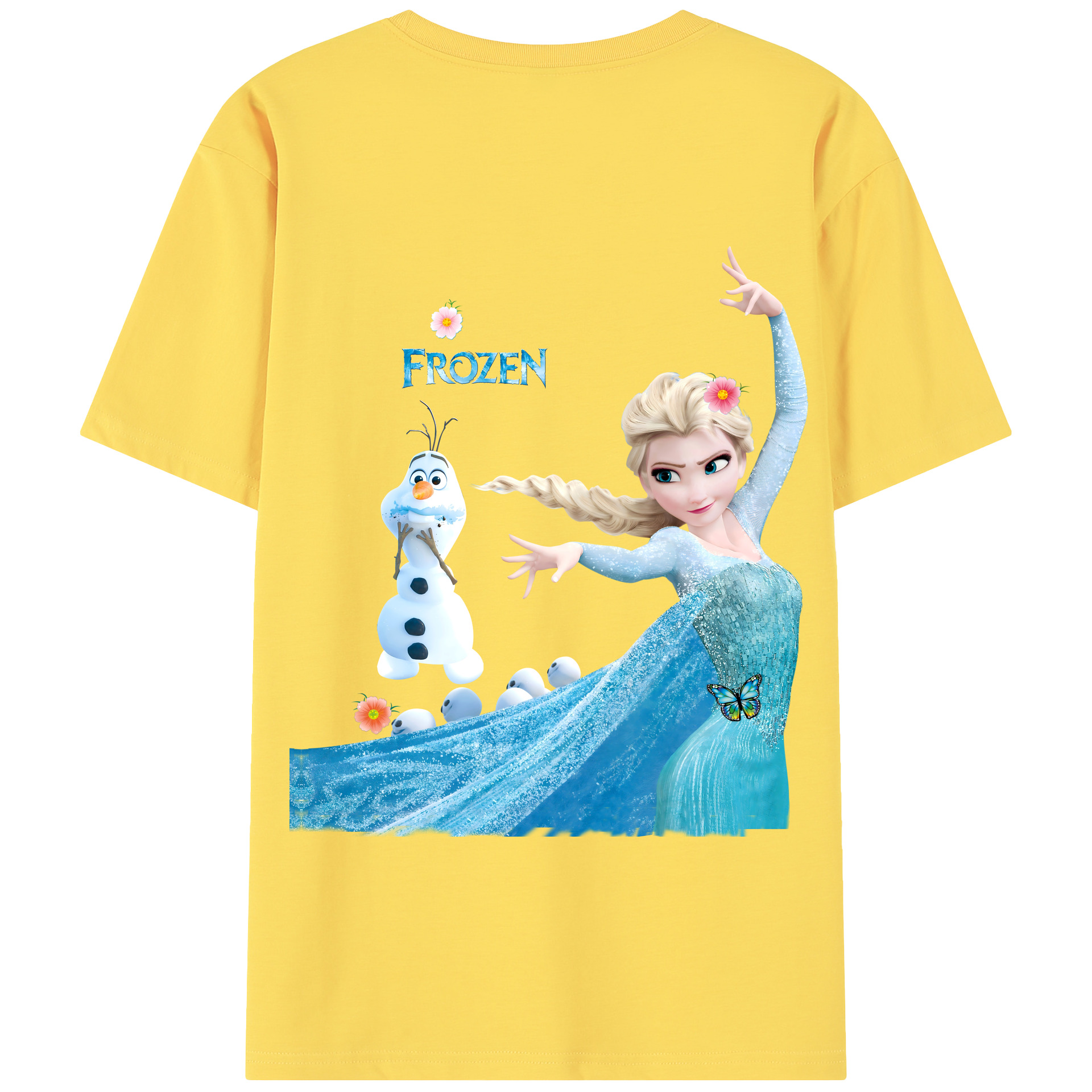 （画像用） アナと雪の女王 アンナ エルサ Frozen Anna Elsa 綿100％半袖Tシャツ（背面プリント）