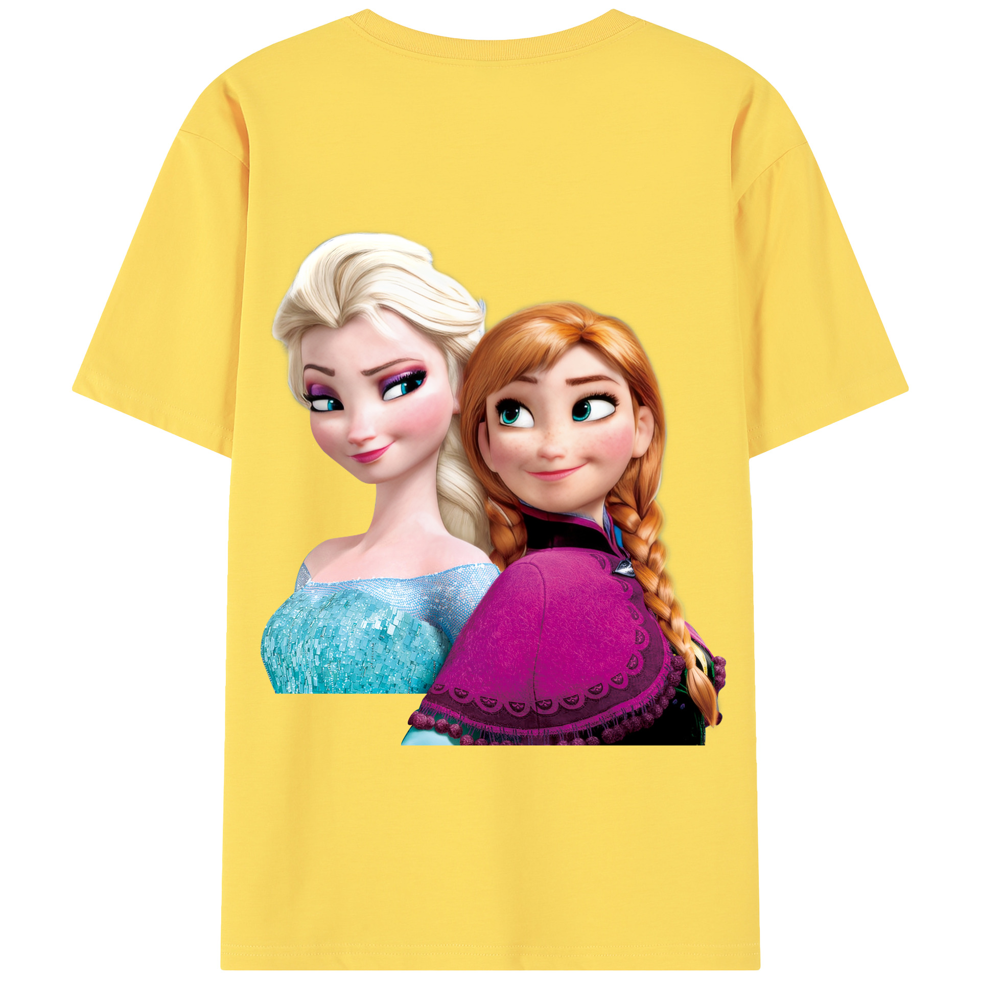（画像用） アナと雪の女王 アンナ エルサ Frozen Anna Elsa 綿100％半袖Tシャツ（背面プリント）
