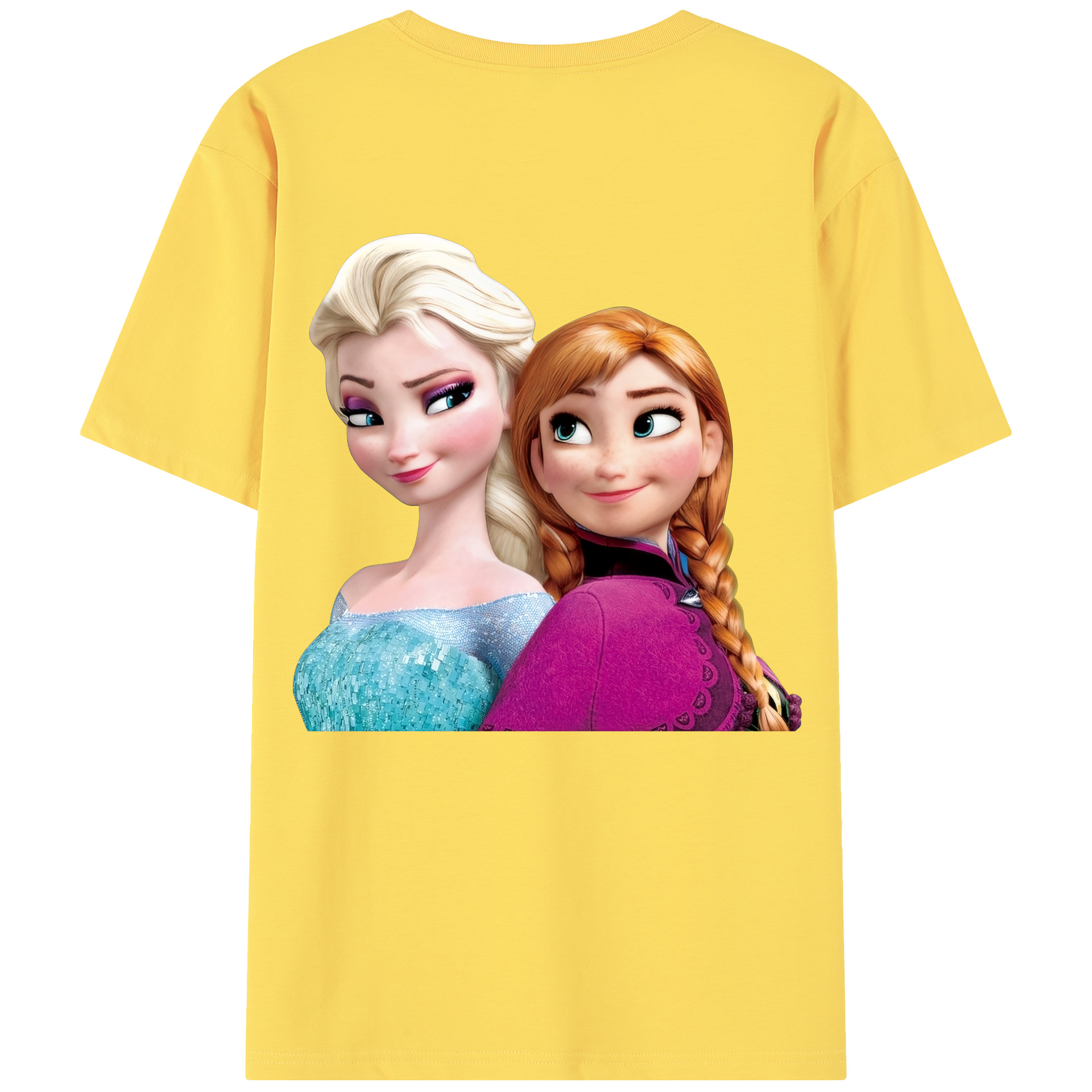 （画像用） アナと雪の女王 アンナ エルサ Frozen Anna Elsa 綿100％半袖Tシャツ（背面プリント）