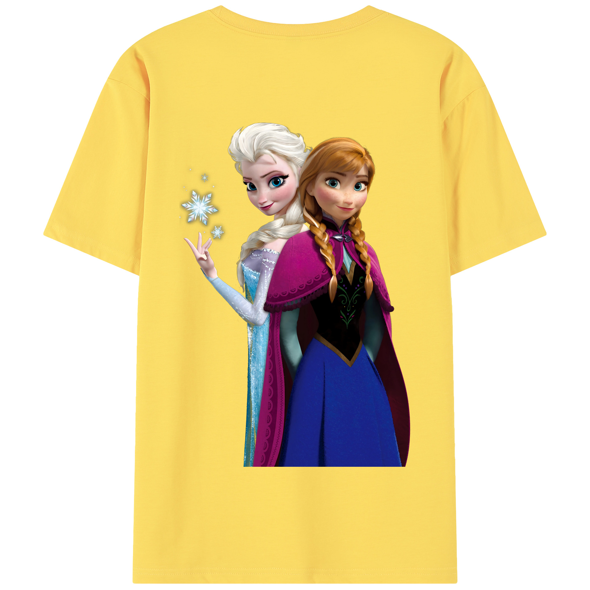 （画像用） アナと雪の女王 アンナ エルサ Frozen Anna Elsa 綿100％半袖Tシャツ（背面プリント）