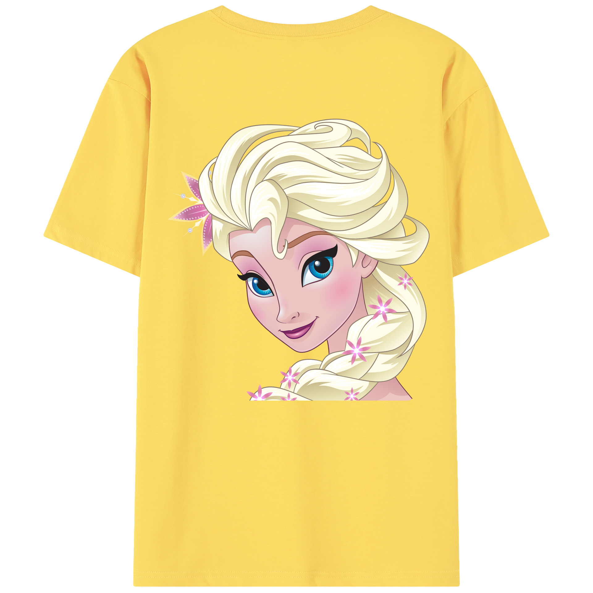 （画像用） アナと雪の女王 アンナ エルサ Frozen Anna Elsa 綿100％半袖Tシャツ（背面プリント）