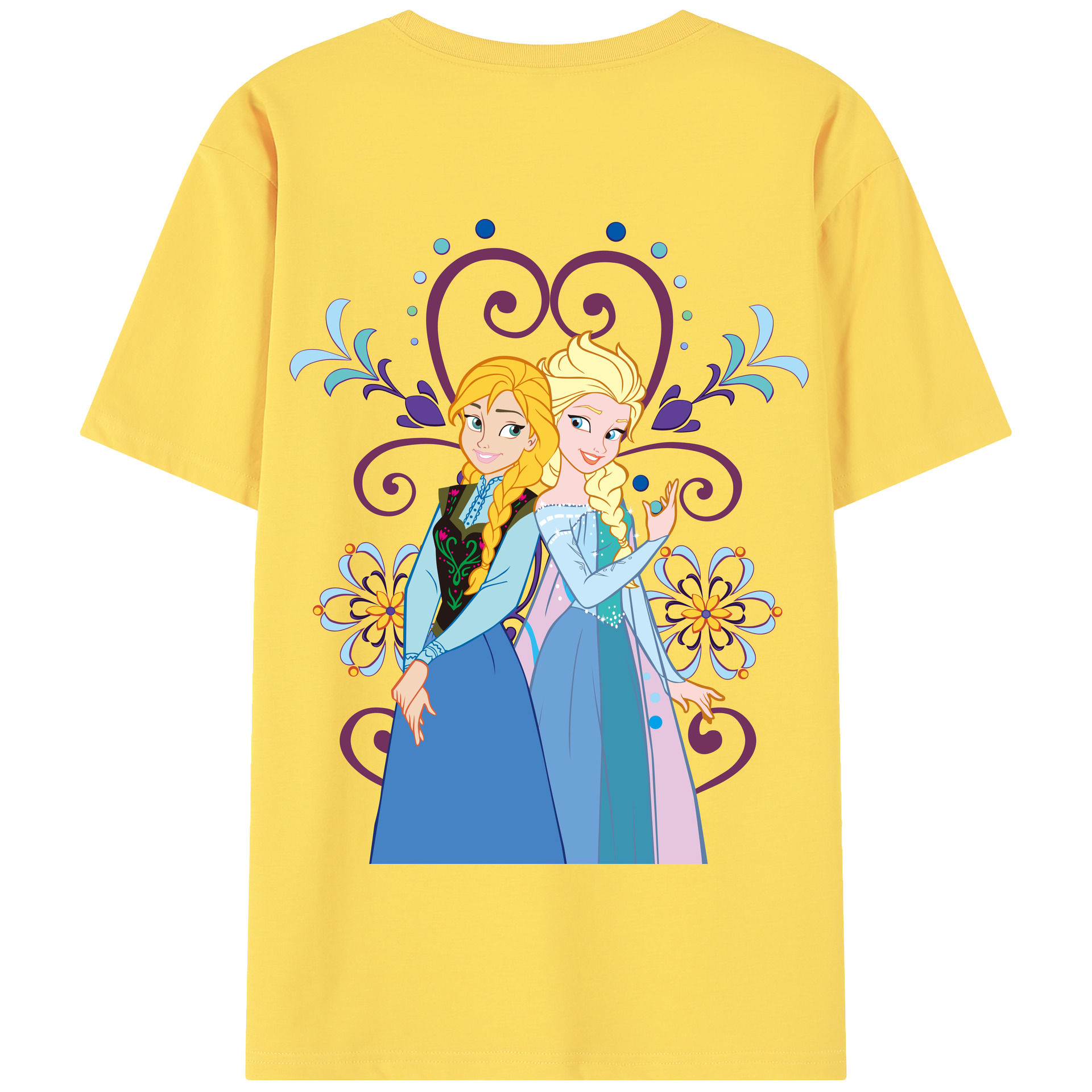 （画像用） アナと雪の女王 アンナ エルサ Frozen Anna Elsa 綿100％半袖Tシャツ（背面プリント）
