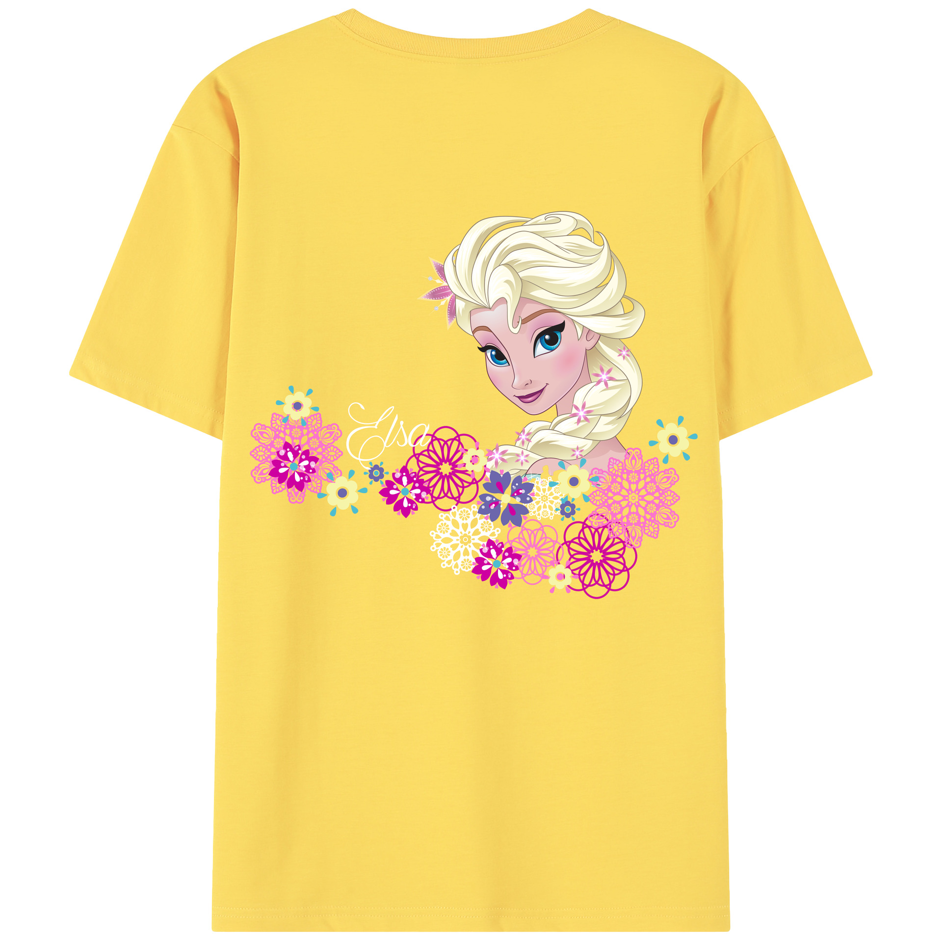 （画像用） アナと雪の女王 アンナ エルサ Frozen Anna Elsa 綿100％半袖Tシャツ（背面プリント）