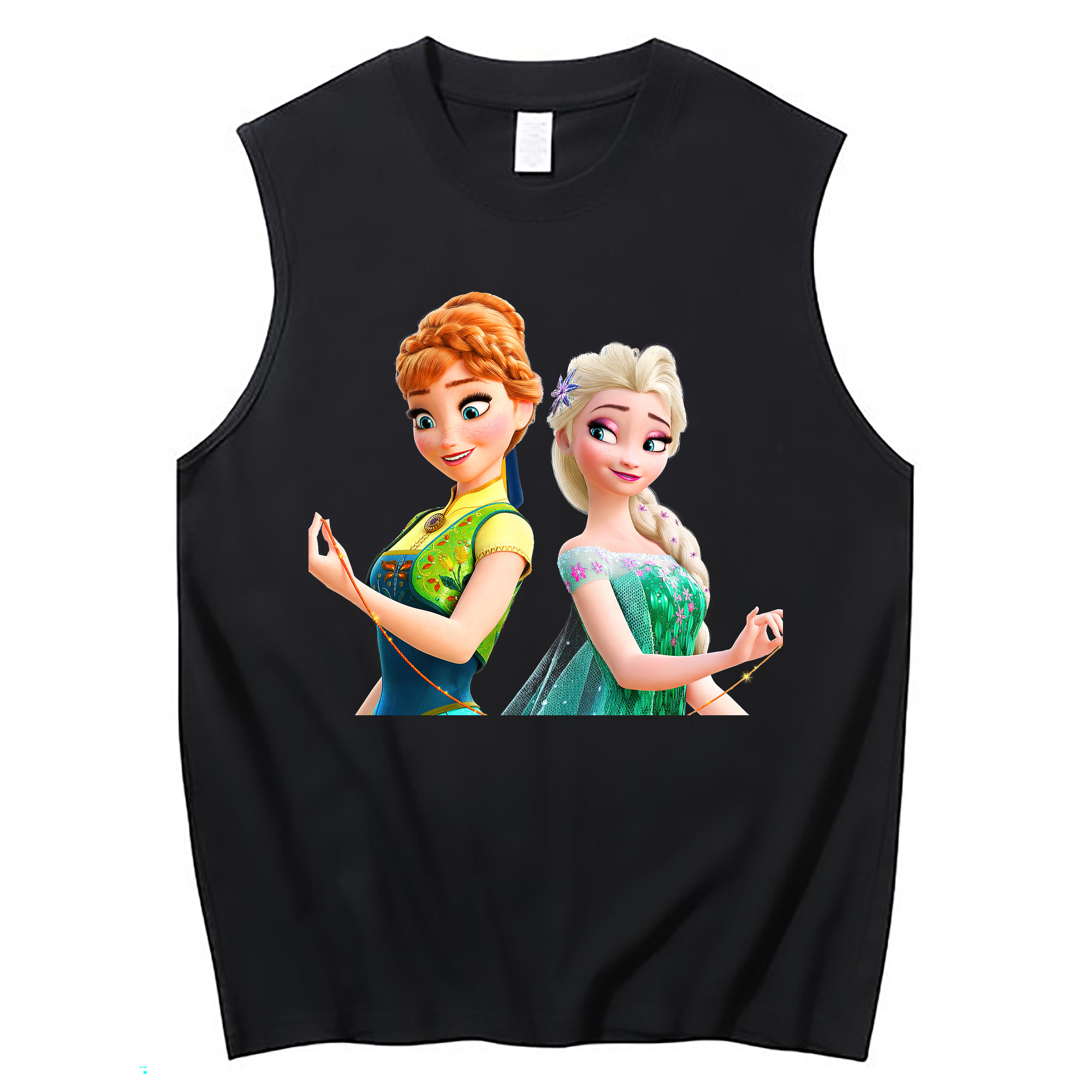 （画像用） アナと雪の女王 アンナ エルサ Frozen Anna Elsa コットン100％タンクトップ（フロントプリント）