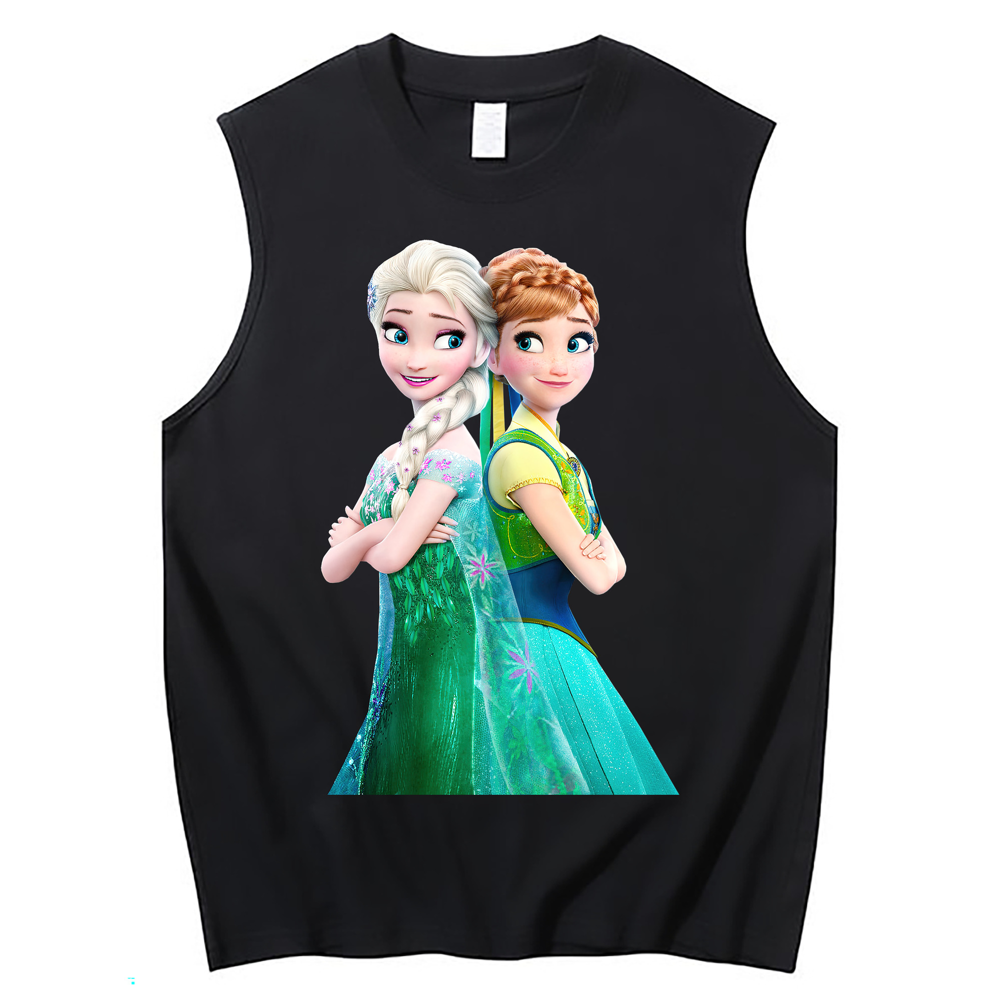 （画像用） アナと雪の女王 アンナ エルサ Frozen Anna Elsa コットン100％タンクトップ（フロントプリント）