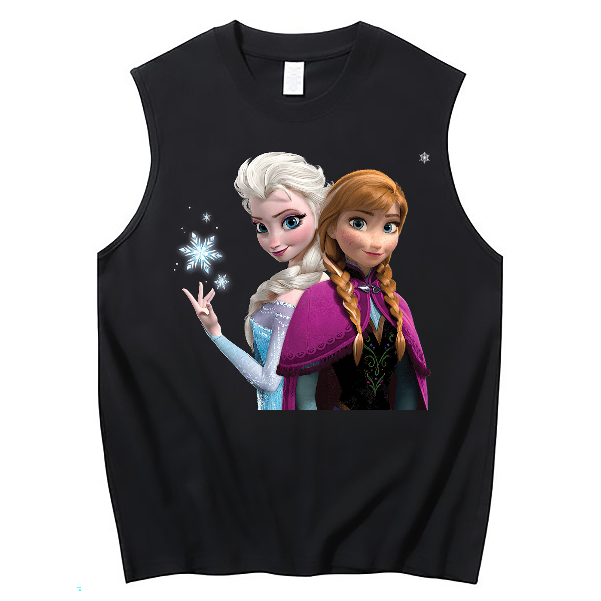 （画像用） アナと雪の女王 アンナ エルサ Frozen Anna Elsa コットン100％タンクトップ（フロントプリント）
