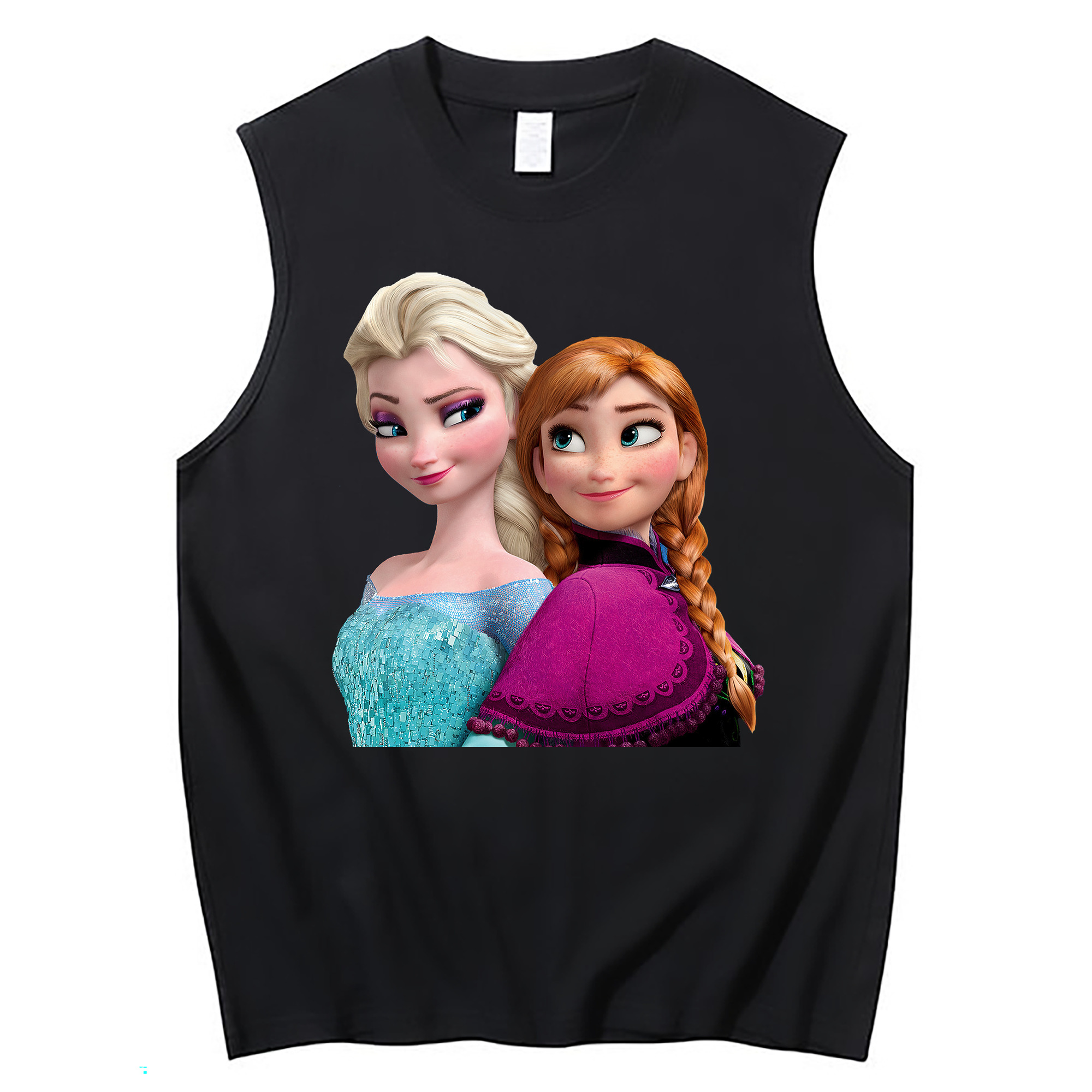 （画像用） アナと雪の女王 アンナ エルサ Frozen Anna Elsa コットン100％タンクトップ（フロントプリント）