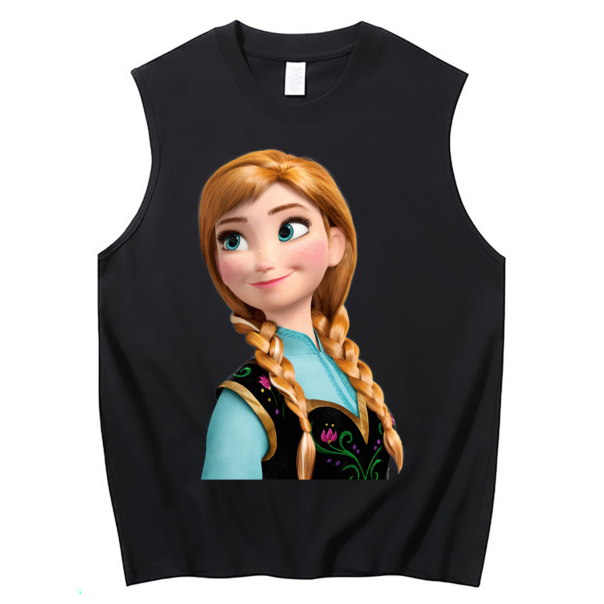 （画像用） アナと雪の女王 アンナ エルサ Frozen Anna Elsa コットン100％タンクトップ（フロントプリント）