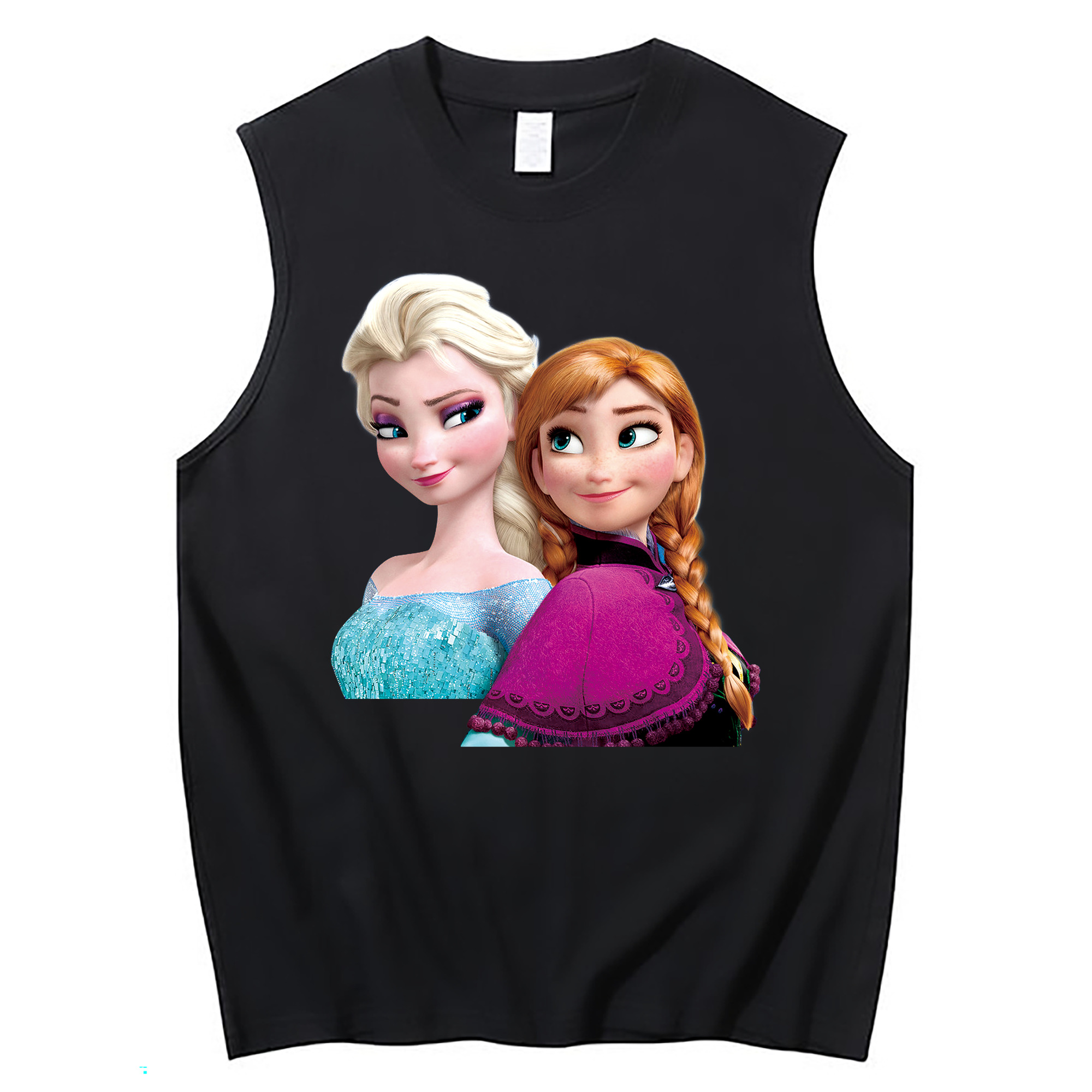 （画像用） アナと雪の女王 アンナ エルサ Frozen Anna Elsa コットン100％タンクトップ（フロントプリント）