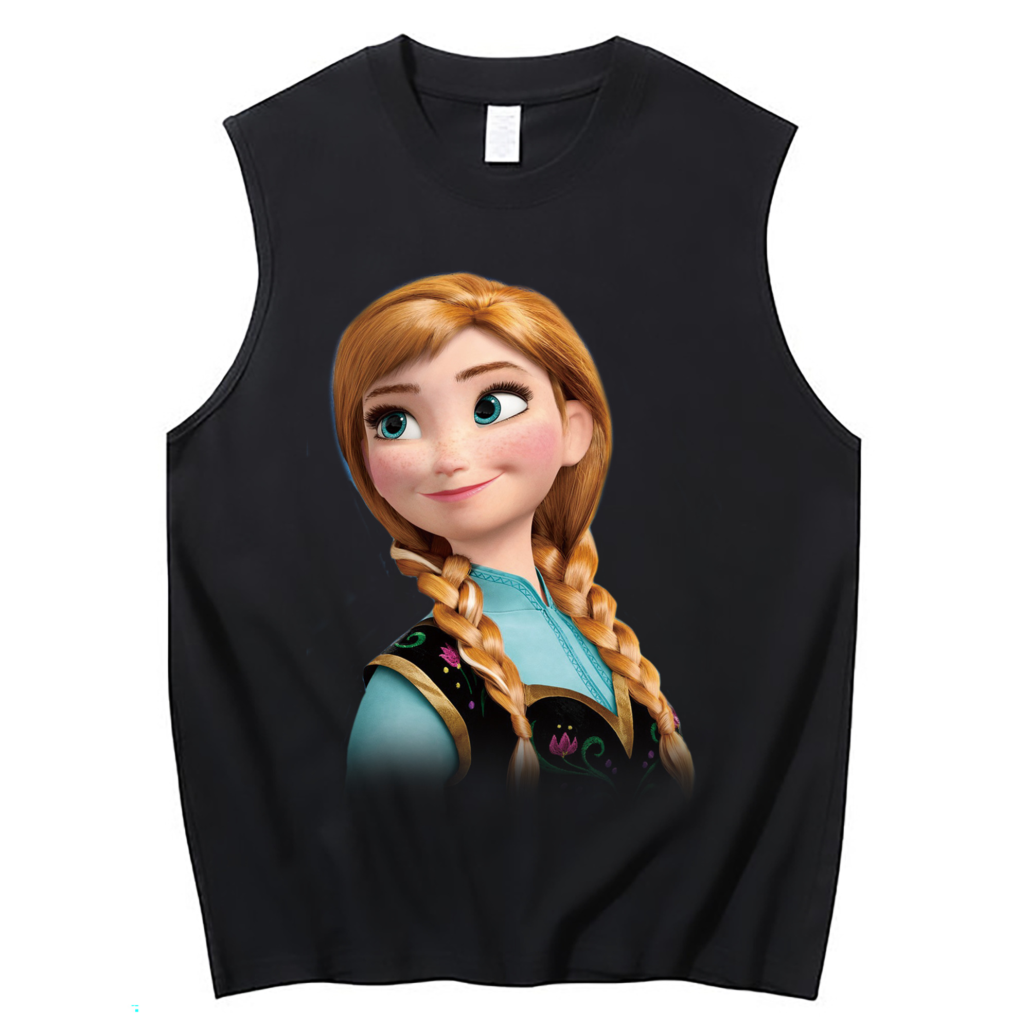 （画像用） アナと雪の女王 アンナ エルサ Frozen Anna Elsa コットン100％タンクトップ（フロントプリント）