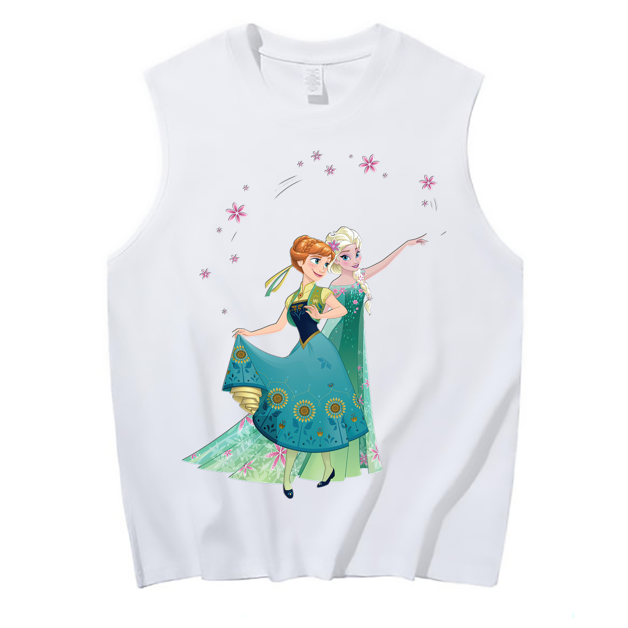（画像用） アナと雪の女王 アンナ エルサ Frozen Anna Elsa コットン100％タンクトップ（フロントプリント）
