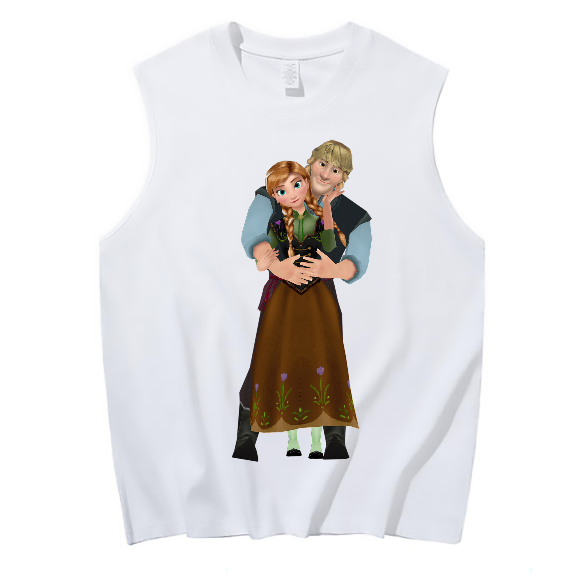 （画像用） アナと雪の女王 アンナ エルサ Frozen Anna Elsa コットン100％タンクトップ（フロントプリント）