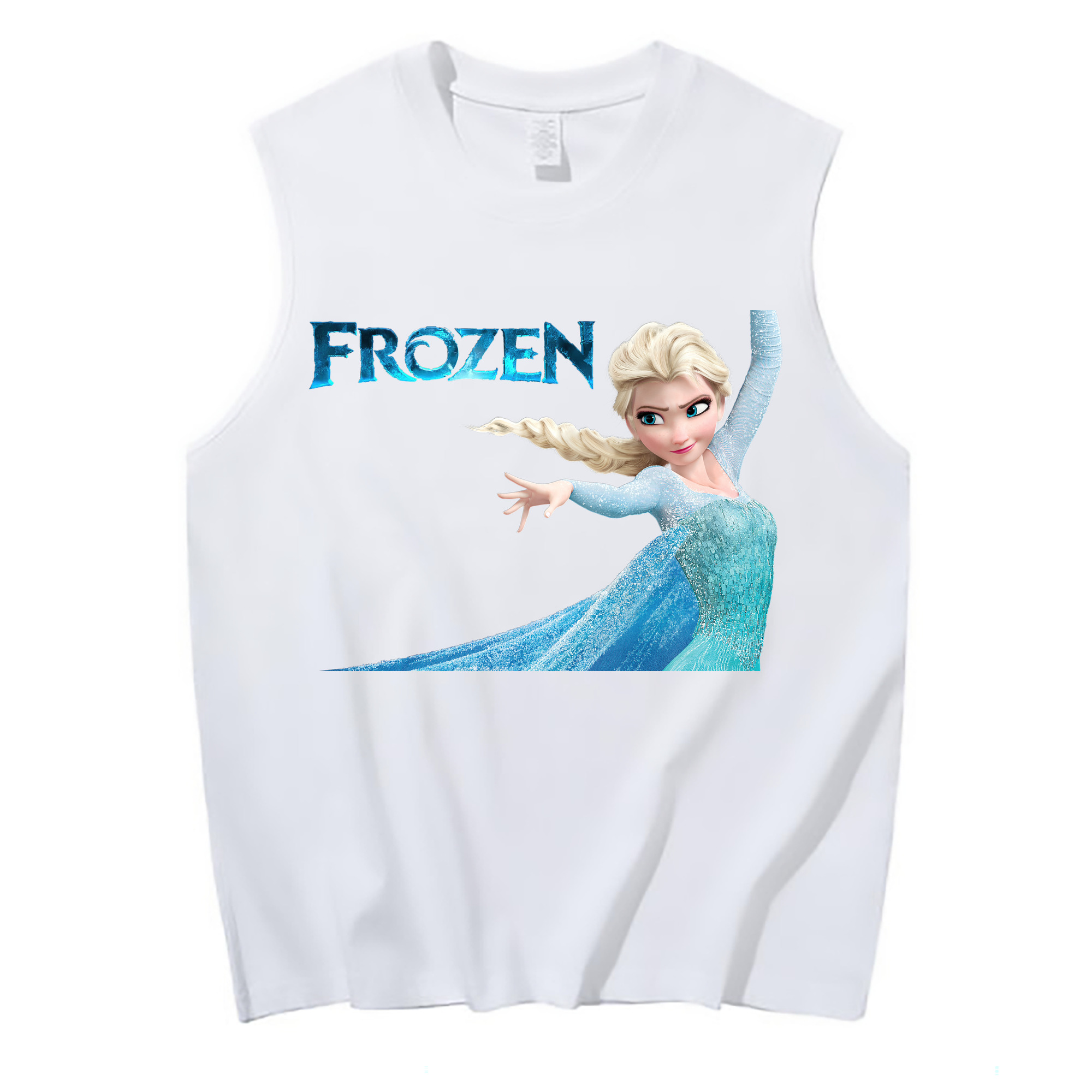 （画像用） アナと雪の女王 アンナ エルサ Frozen Anna Elsa コットン100％タンクトップ（フロントプリント）