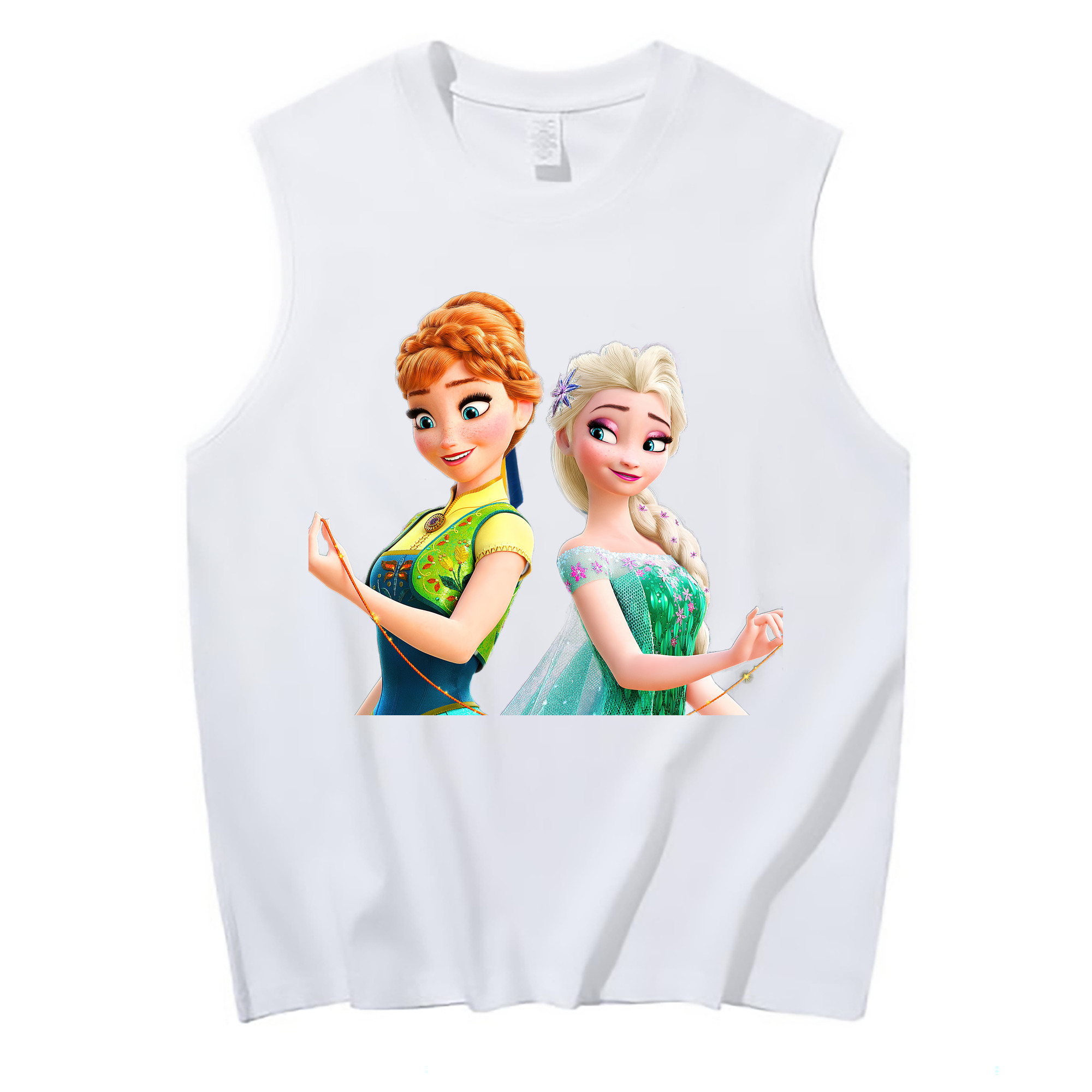 （画像用） アナと雪の女王 アンナ エルサ Frozen Anna Elsa コットン100％タンクトップ（フロントプリント）