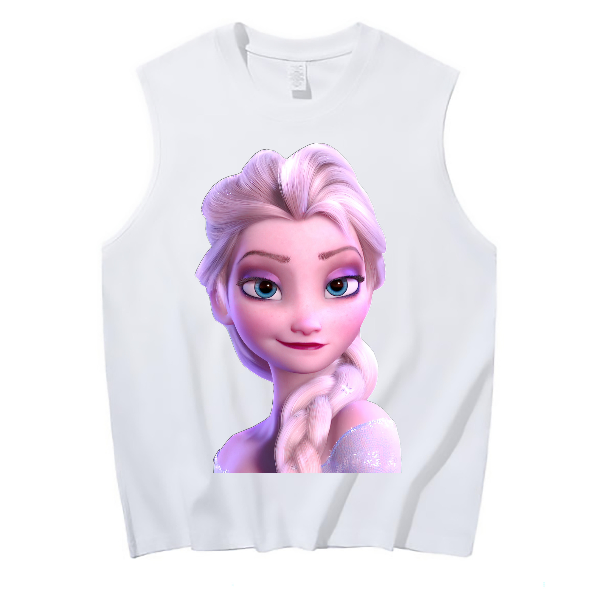 （画像用） アナと雪の女王 アンナ エルサ Frozen Anna Elsa コットン100％タンクトップ（フロントプリント）