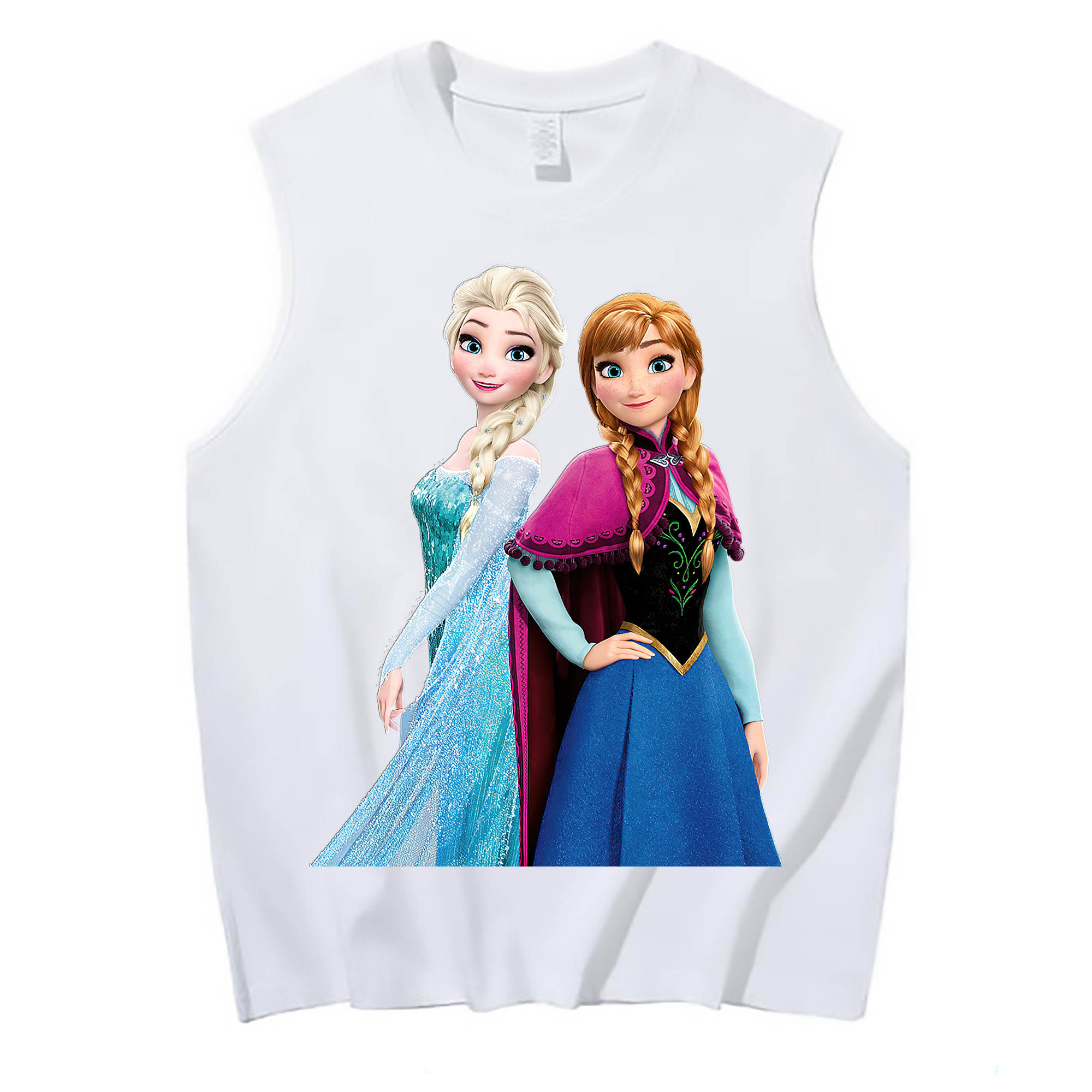（画像用） アナと雪の女王 アンナ エルサ Frozen Anna Elsa コットン100％タンクトップ（フロントプリント）