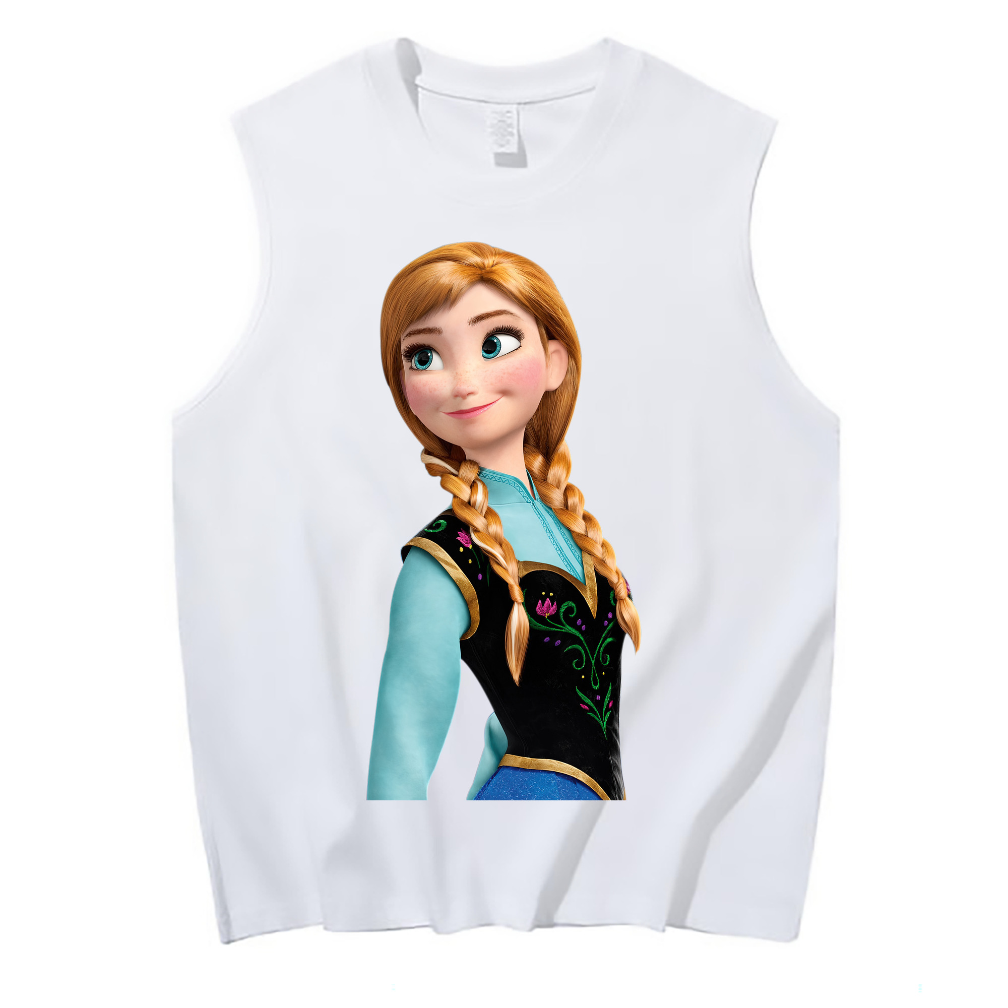 （画像用） アナと雪の女王 アンナ エルサ Frozen Anna Elsa コットン100％タンクトップ（フロントプリント）