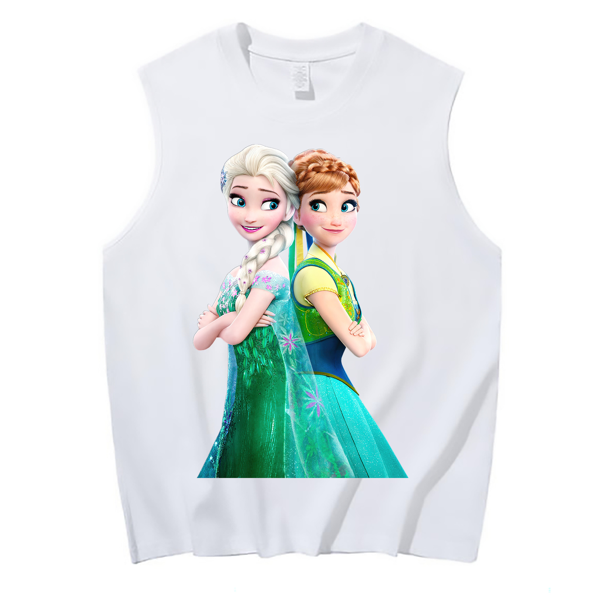（画像用） アナと雪の女王 アンナ エルサ Frozen Anna Elsa コットン100％タンクトップ（フロントプリント）