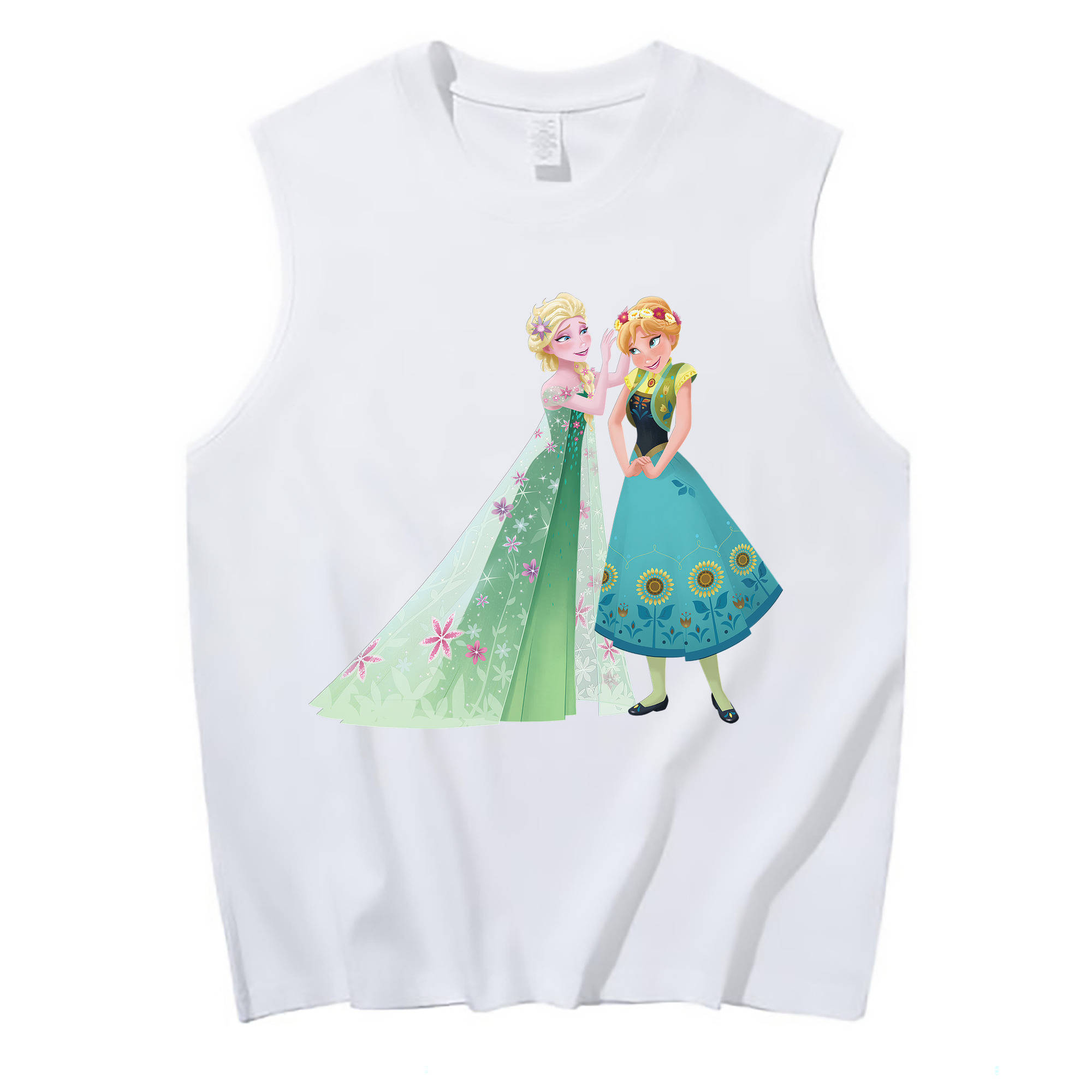 （画像用） アナと雪の女王 アンナ エルサ Frozen Anna Elsa コットン100％タンクトップ（フロントプリント）
