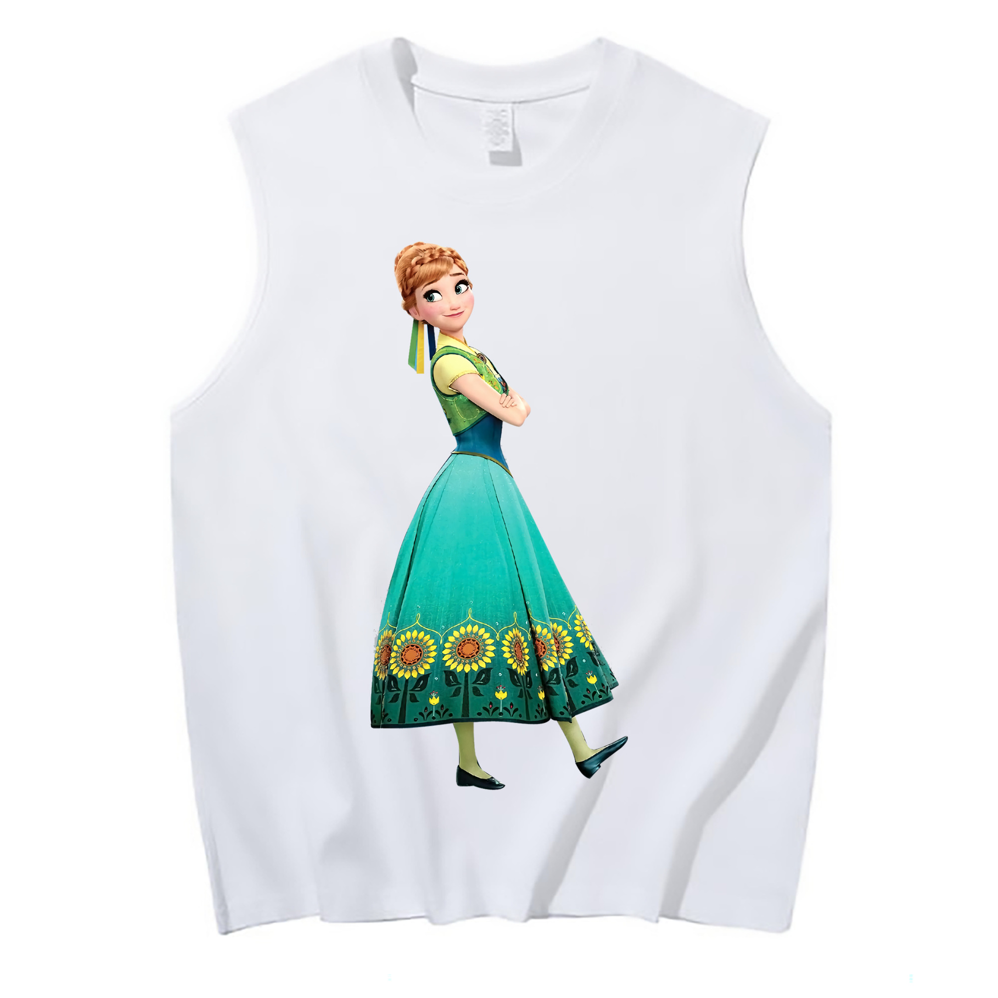（画像用） アナと雪の女王 アンナ エルサ Frozen Anna Elsa コットン100％タンクトップ（フロントプリント）