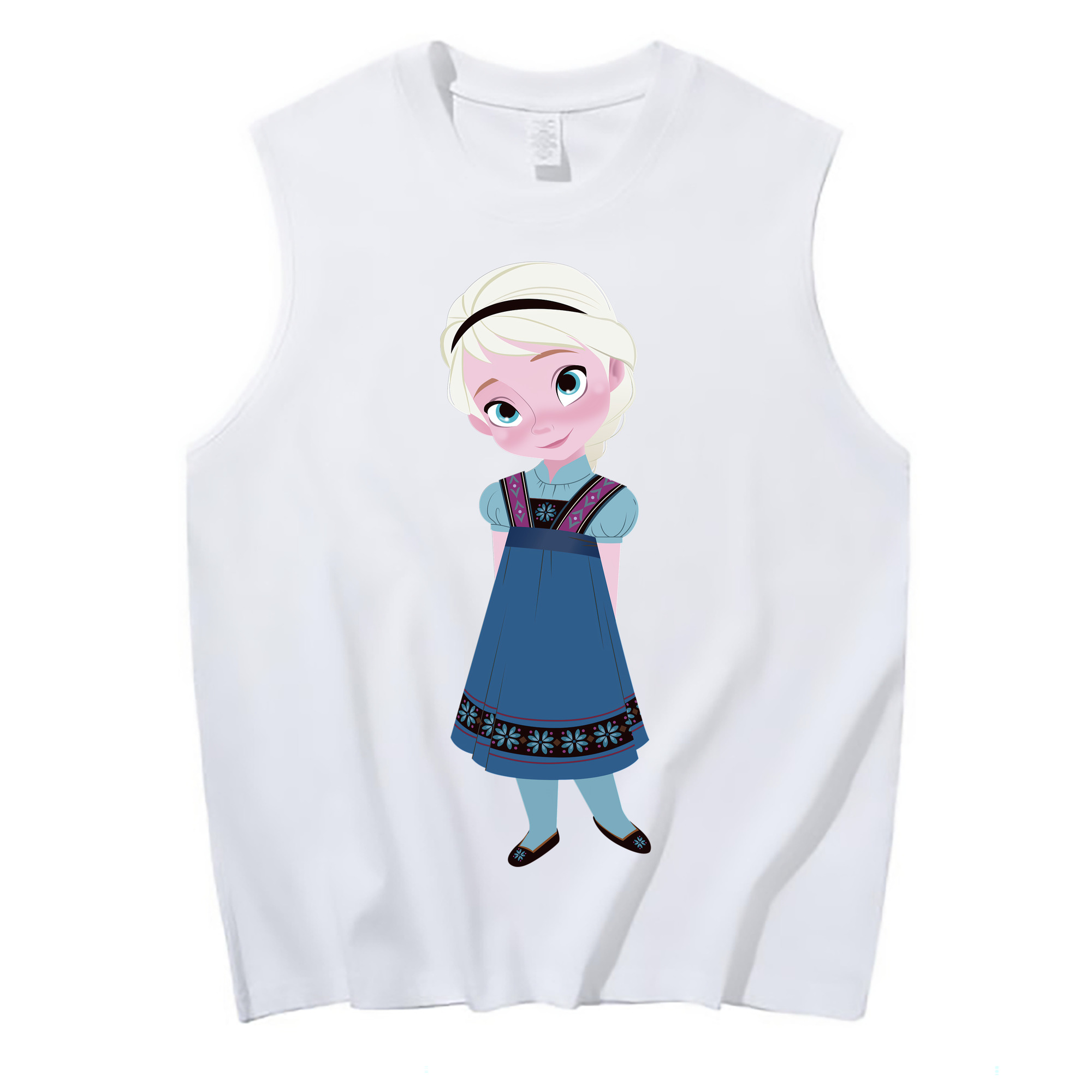 （画像用） アナと雪の女王 アンナ エルサ Frozen Anna Elsa コットン100％タンクトップ（フロントプリント）