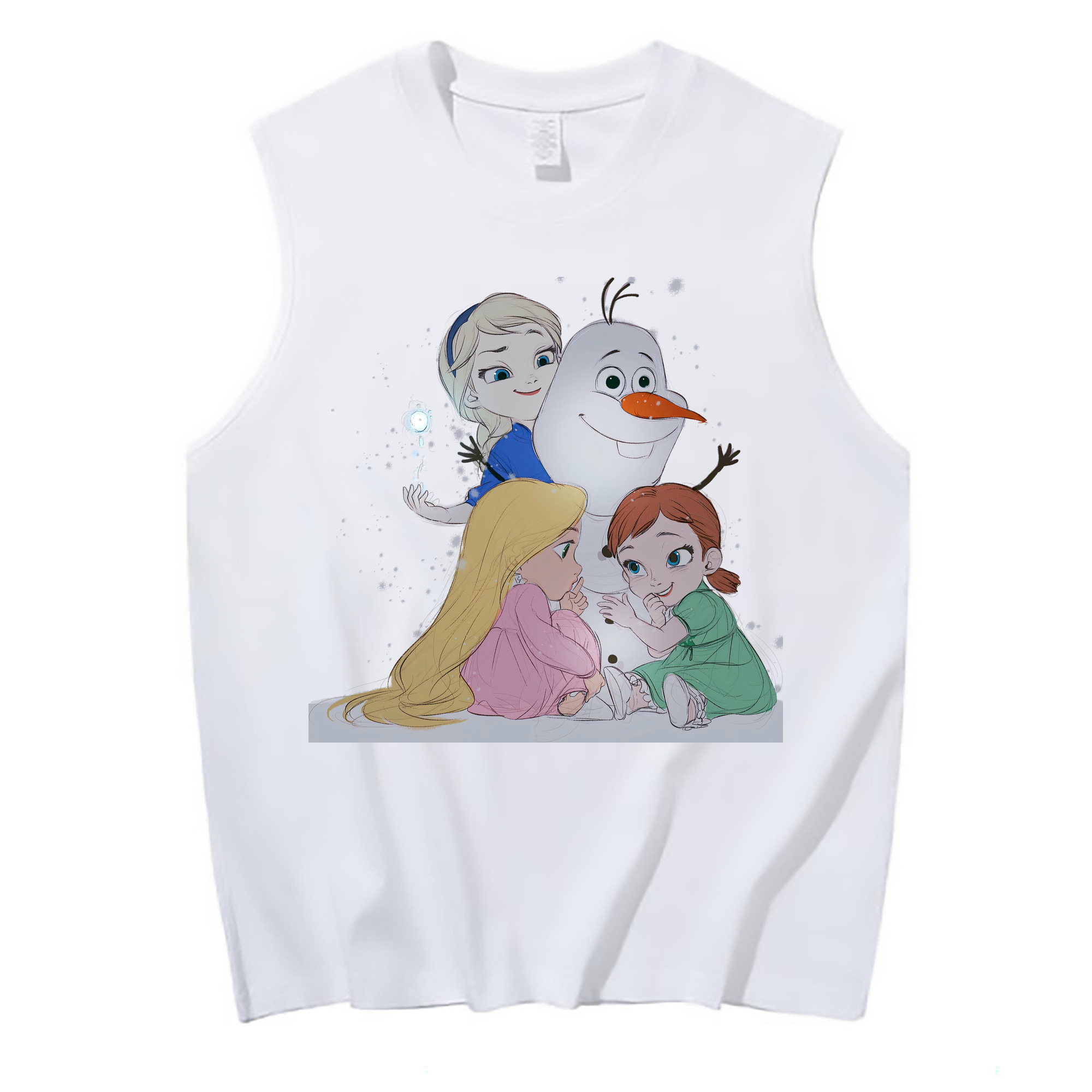 （画像用） アナと雪の女王 アンナ エルサ Frozen Anna Elsa コットン100％タンクトップ（フロントプリント）