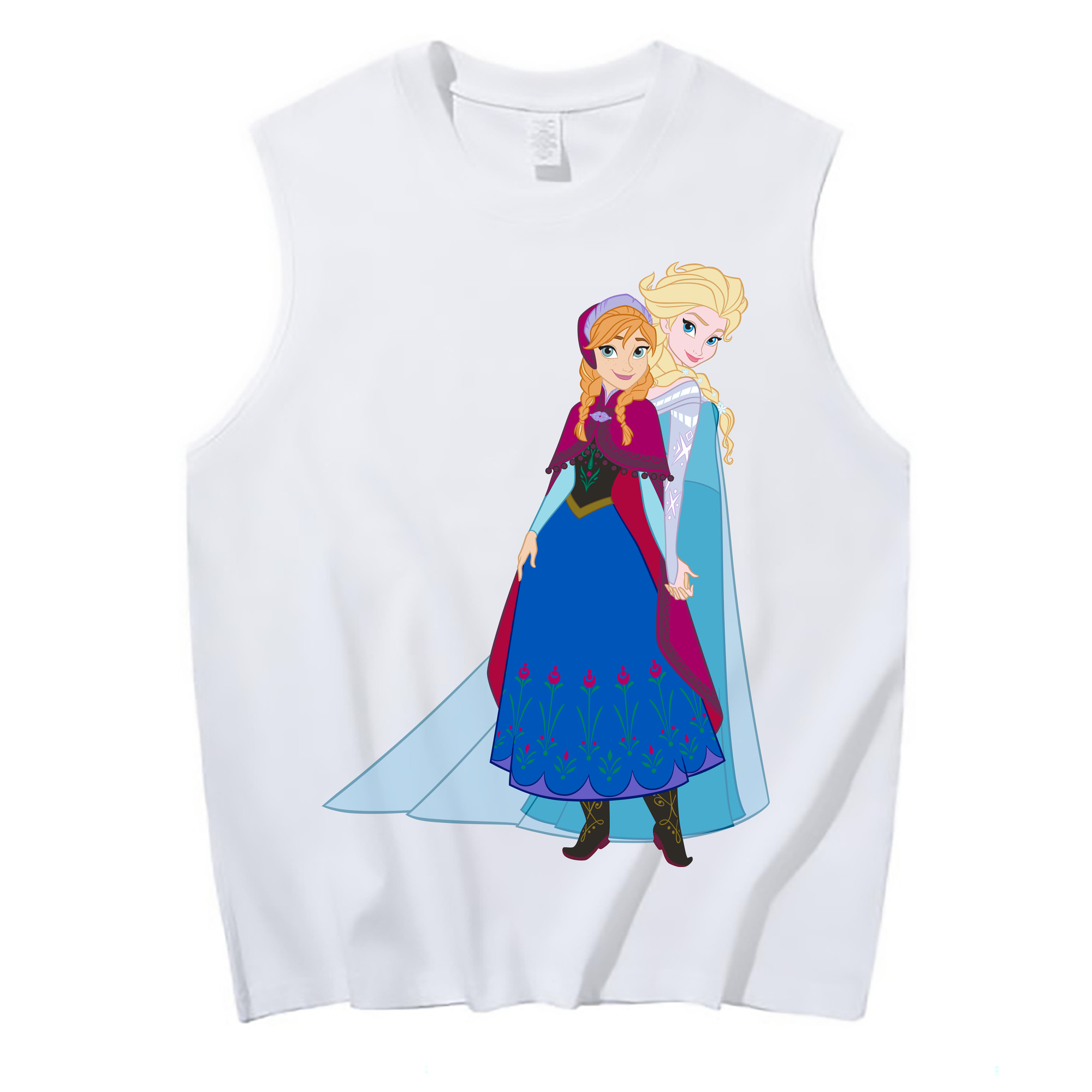 （画像用） アナと雪の女王 アンナ エルサ Frozen Anna Elsa コットン100％タンクトップ（フロントプリント）