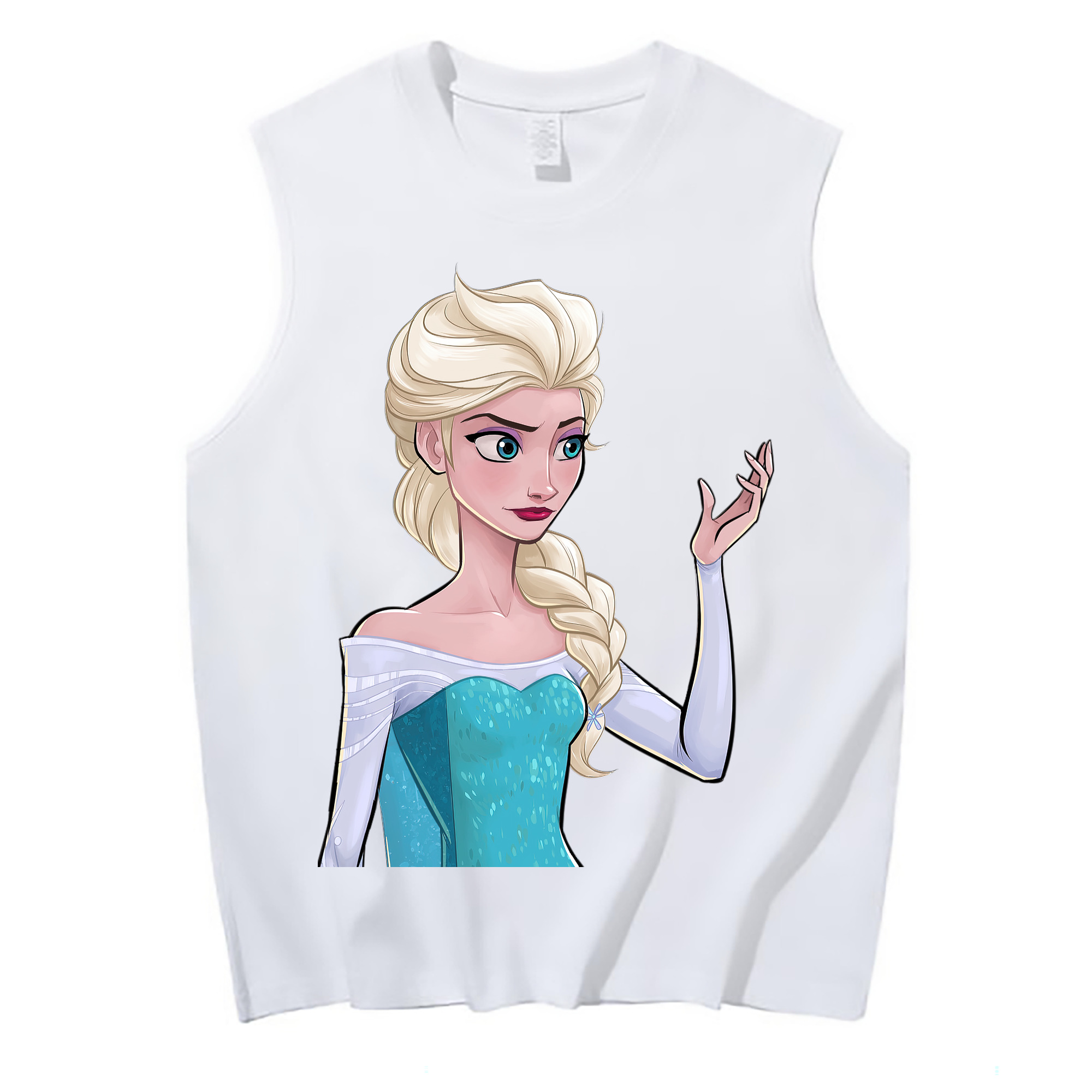 （画像用） アナと雪の女王 アンナ エルサ Frozen Anna Elsa コットン100％タンクトップ（フロントプリント）