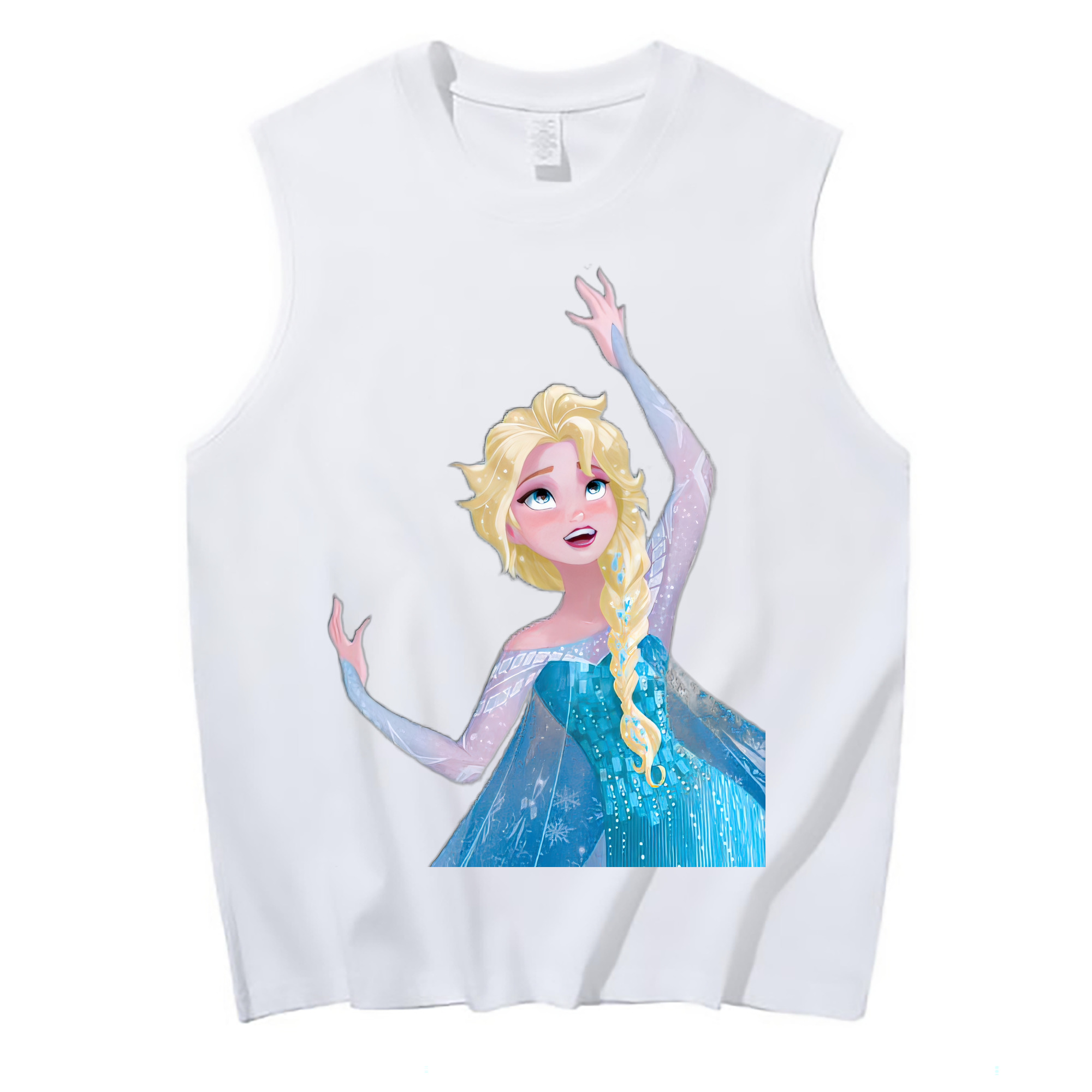 （画像用） アナと雪の女王 アンナ エルサ Frozen Anna Elsa コットン100％タンクトップ（フロントプリント）
