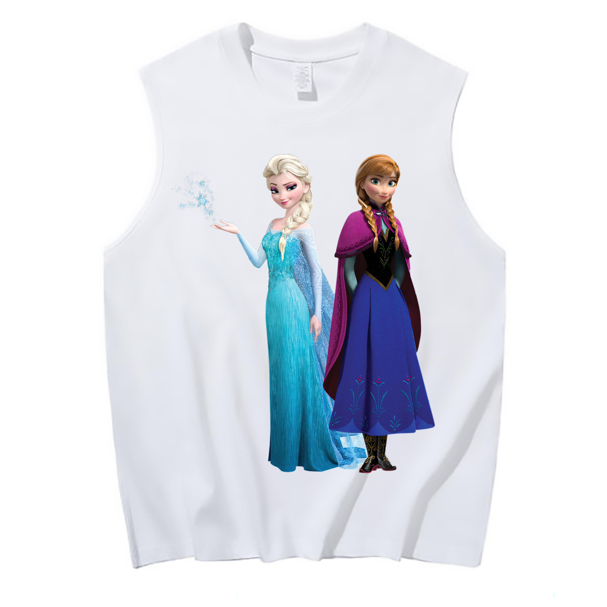 （画像用） アナと雪の女王 アンナ エルサ Frozen Anna Elsa コットン100％タンクトップ（フロントプリント）