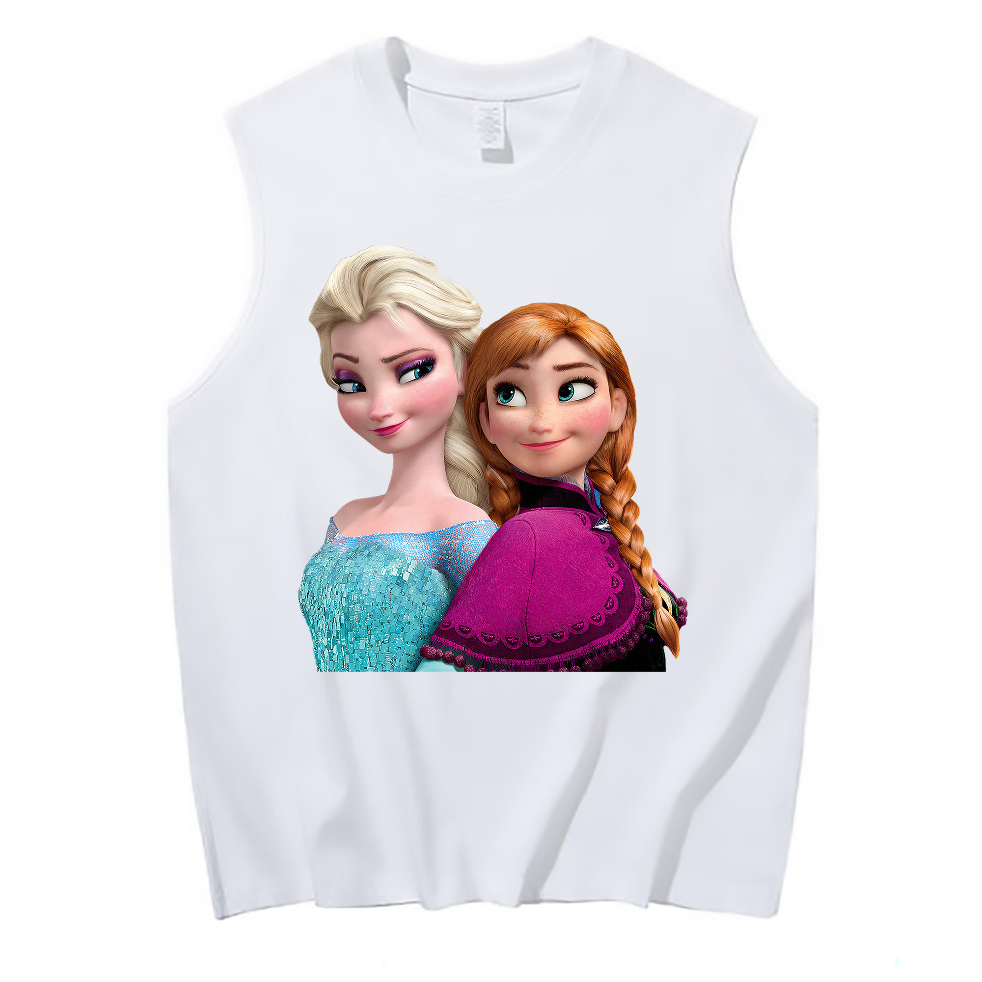 （画像用） アナと雪の女王 アンナ エルサ Frozen Anna Elsa コットン100％タンクトップ（フロントプリント）