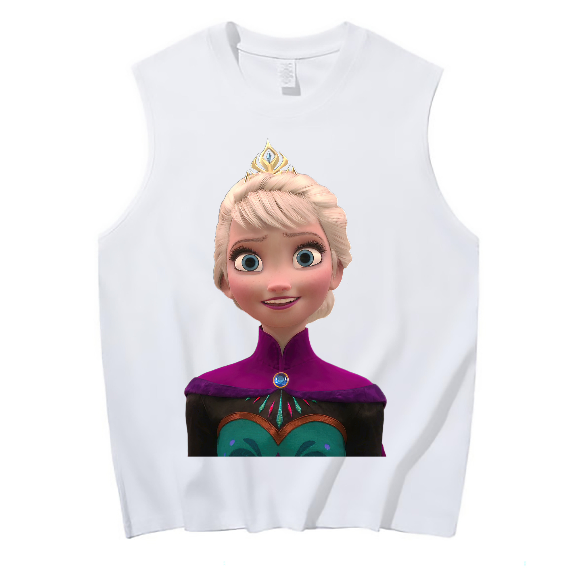 （画像用） アナと雪の女王 アンナ エルサ Frozen Anna Elsa コットン100％タンクトップ（フロントプリント）