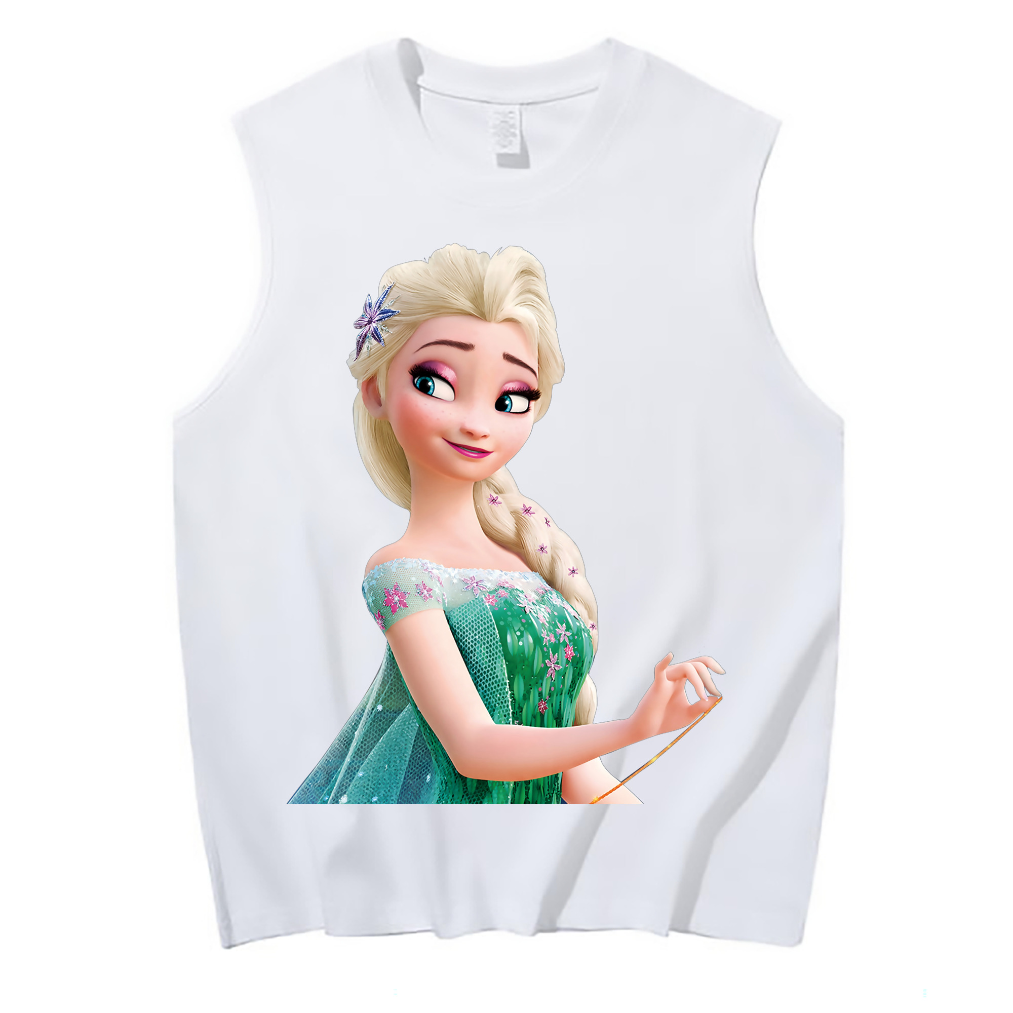 （画像用） アナと雪の女王 アンナ エルサ Frozen Anna Elsa コットン100％タンクトップ（フロントプリント）