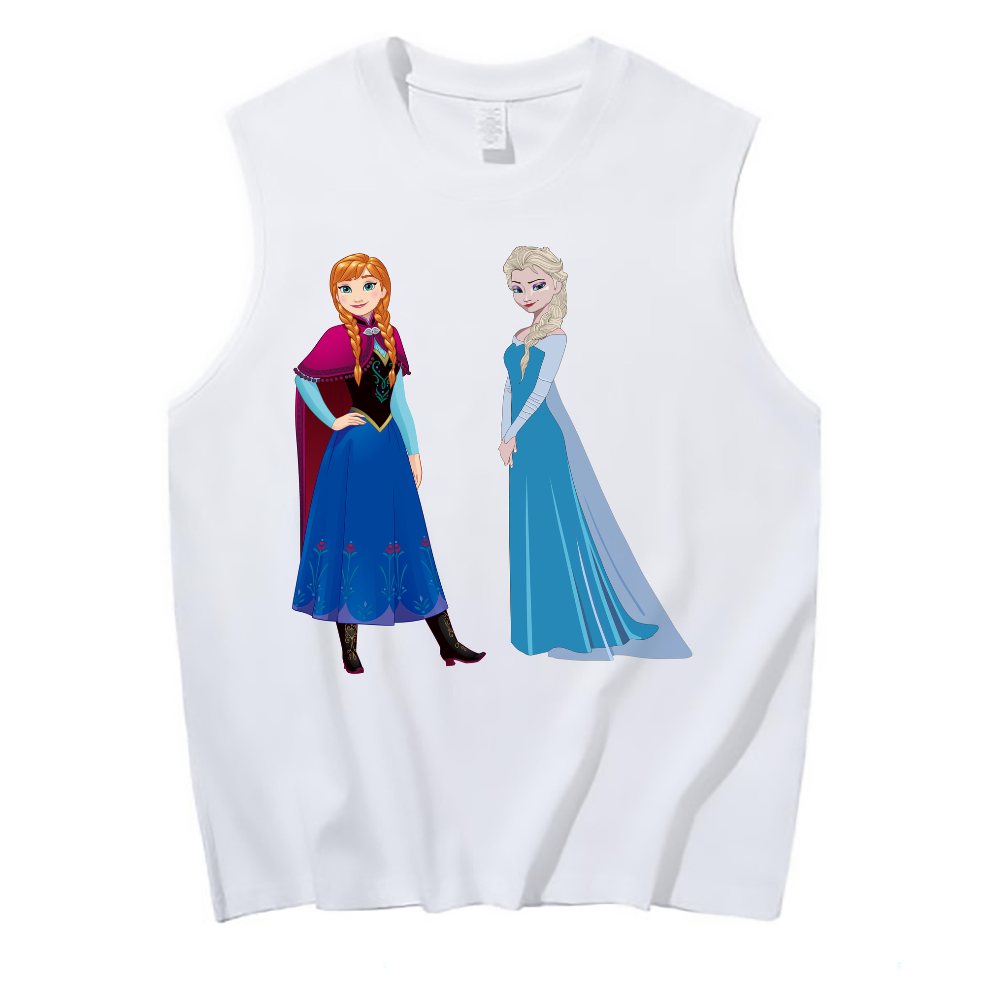 （画像用） アナと雪の女王 アンナ エルサ Frozen Anna Elsa コットン100％タンクトップ（フロントプリント）