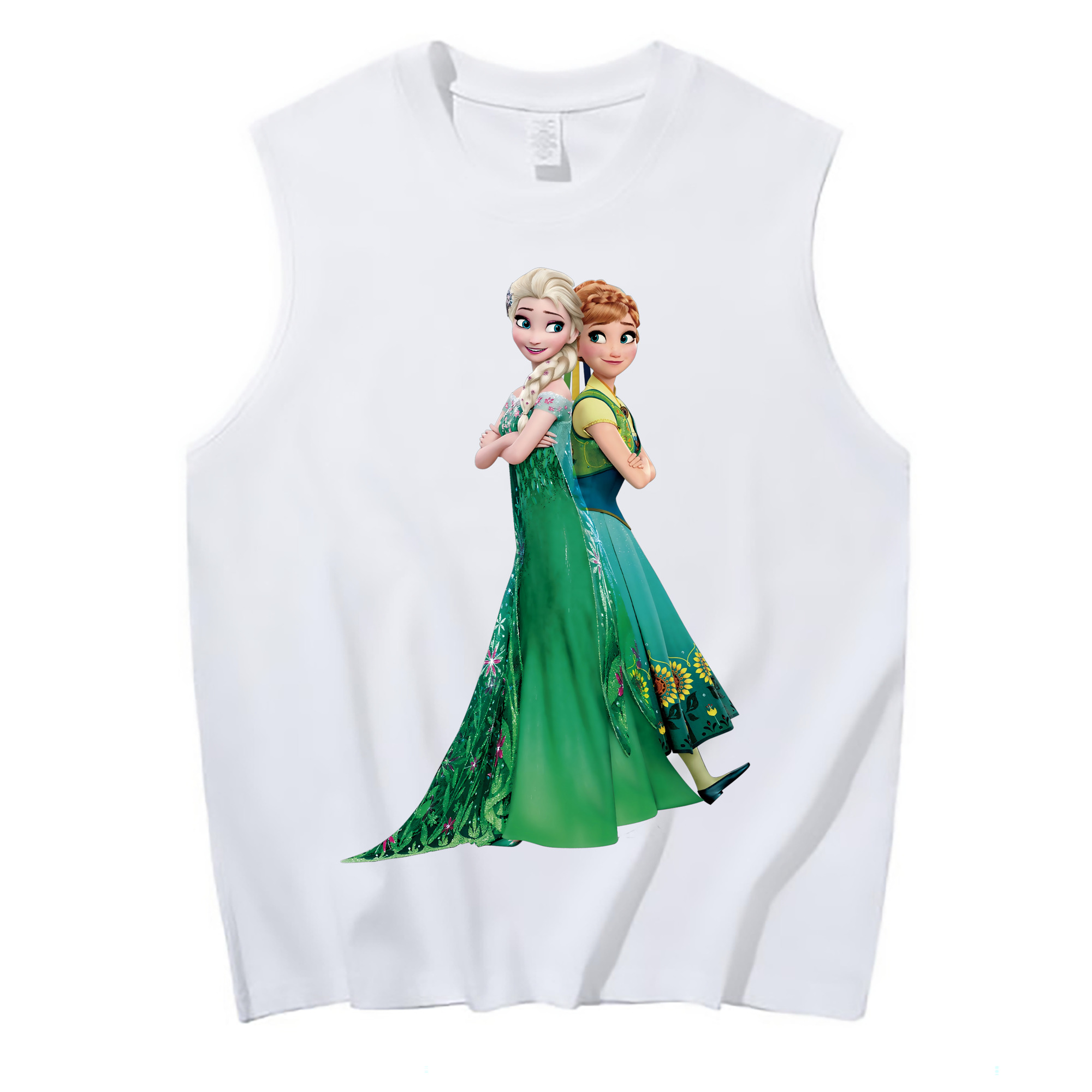 （画像用） アナと雪の女王 アンナ エルサ Frozen Anna Elsa コットン100％タンクトップ（フロントプリント）